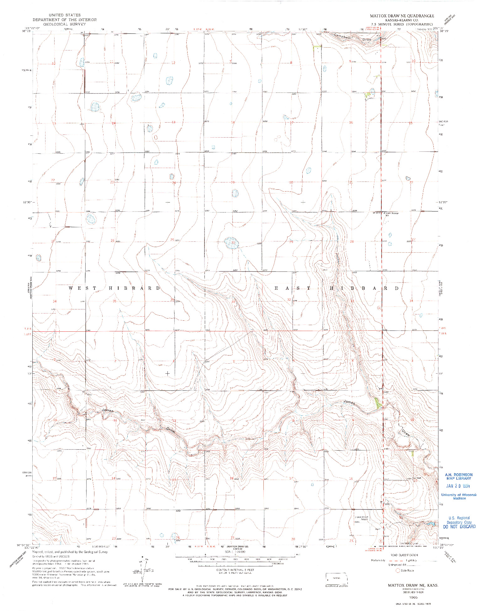 USGS 1:24000-SCALE QUADRANGLE FOR MATTOX DRAW NE, KS 1965