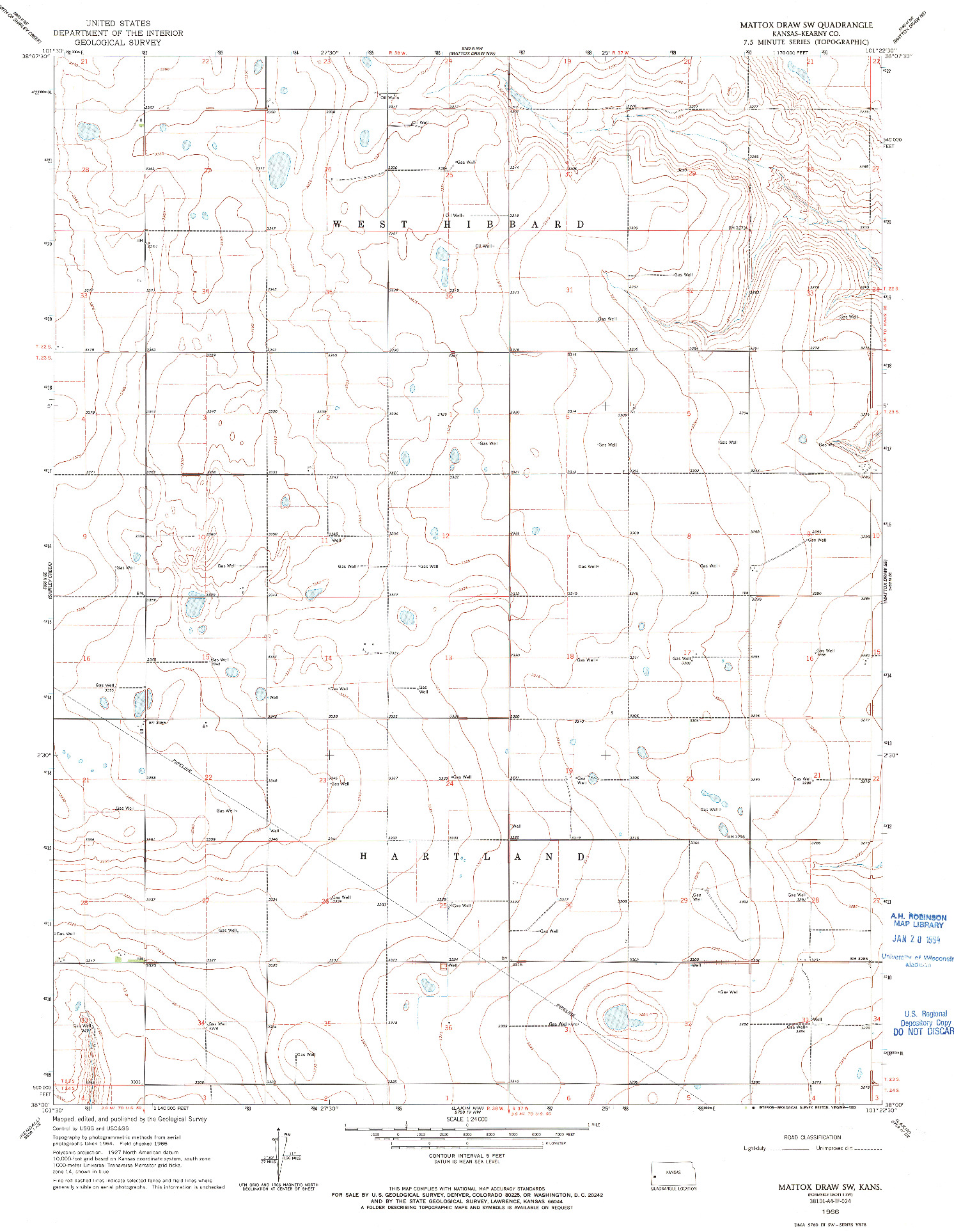 USGS 1:24000-SCALE QUADRANGLE FOR MATTOX DRAW SW, KS 1966