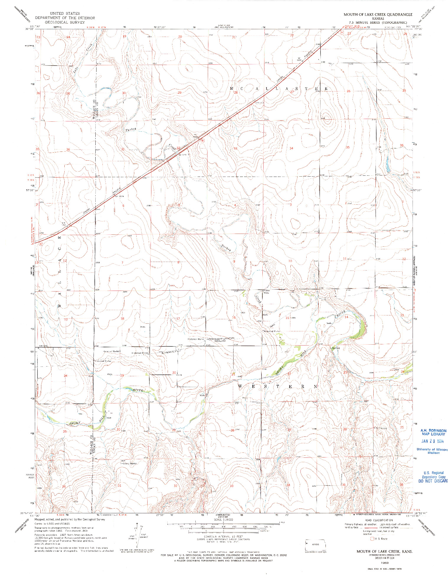 USGS 1:24000-SCALE QUADRANGLE FOR MOUTH OF LAKE CREEK, KS 1969