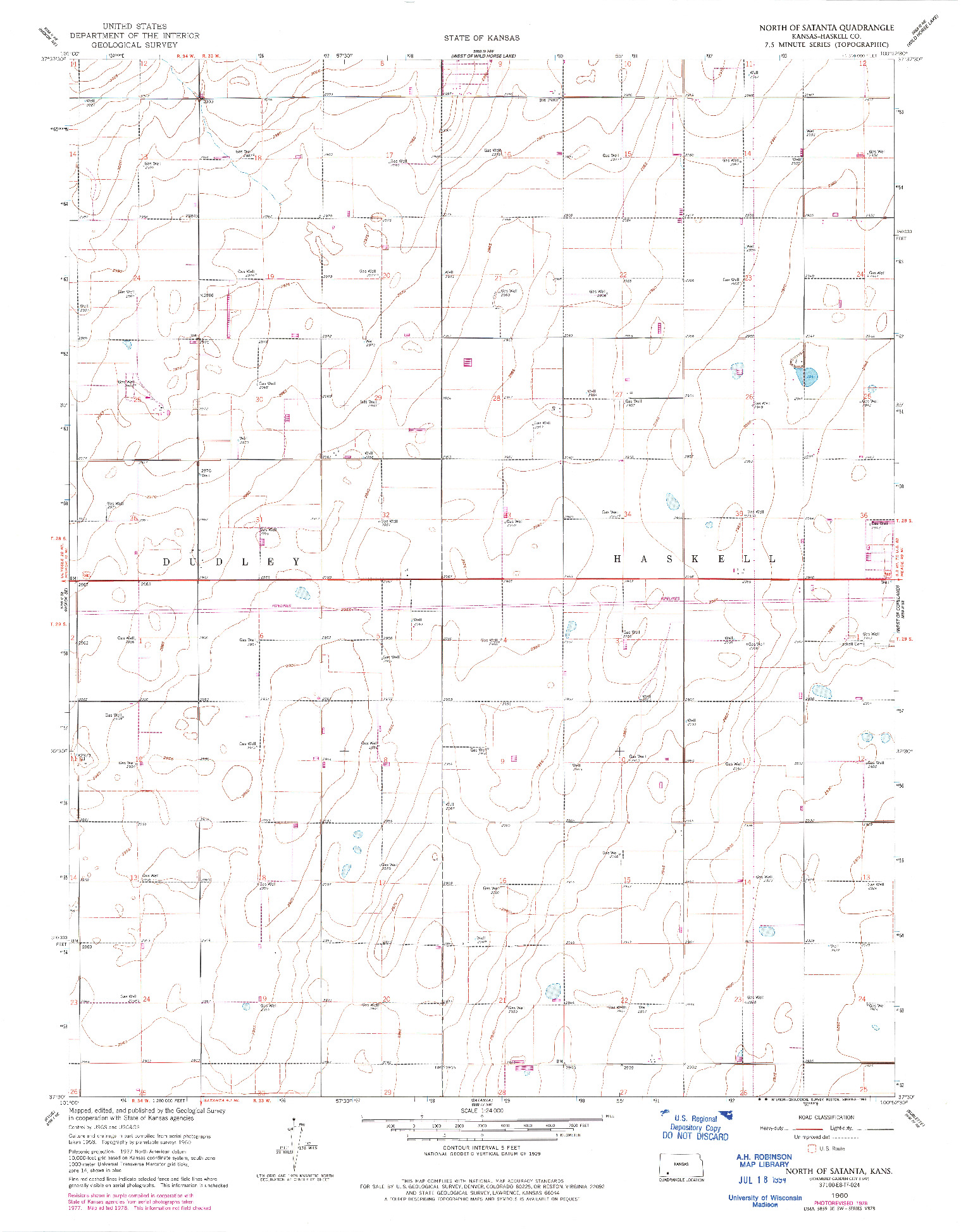 USGS 1:24000-SCALE QUADRANGLE FOR NORTH OF SATANTA, KS 1960