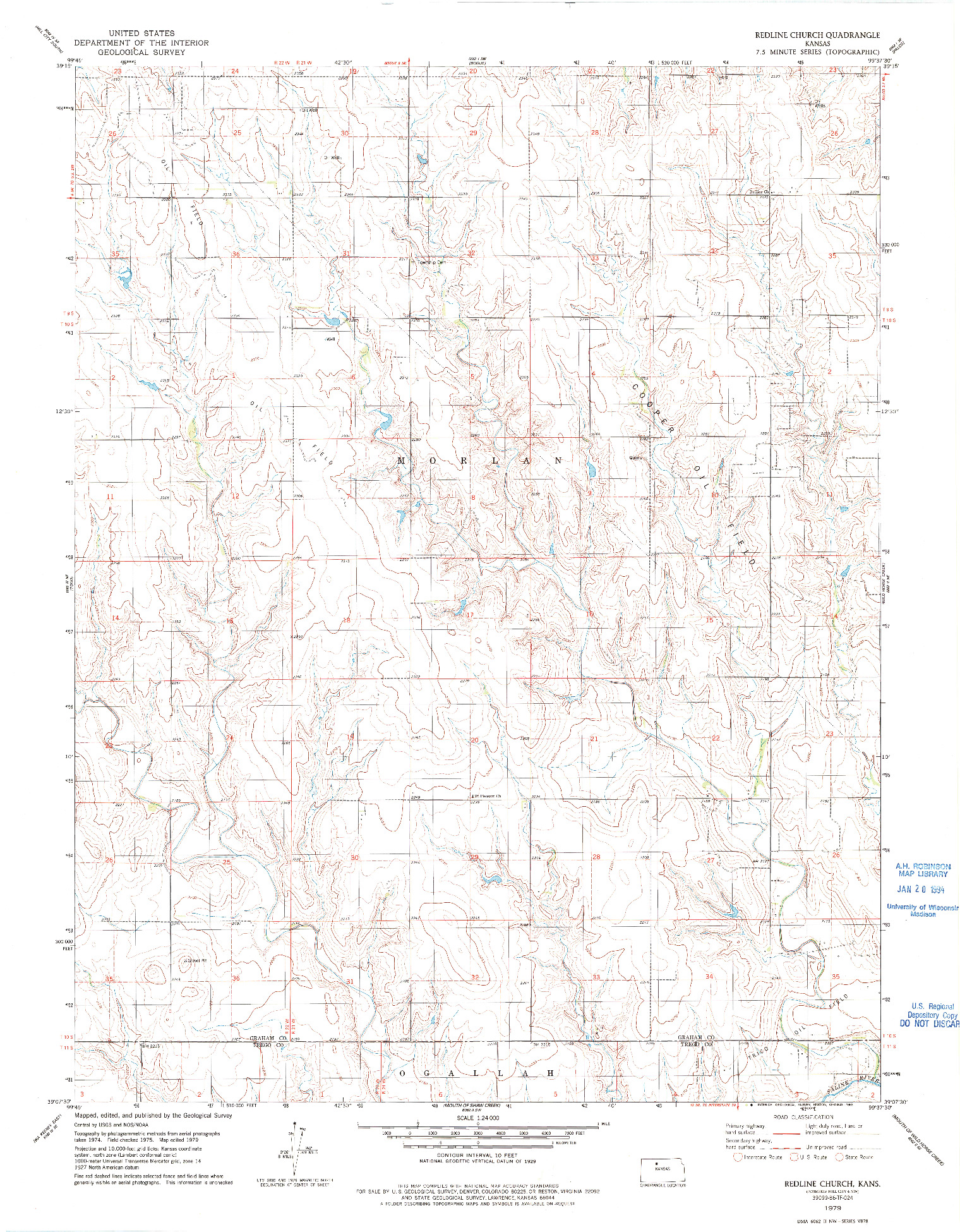 USGS 1:24000-SCALE QUADRANGLE FOR REDLINE CHURCH, KS 1979