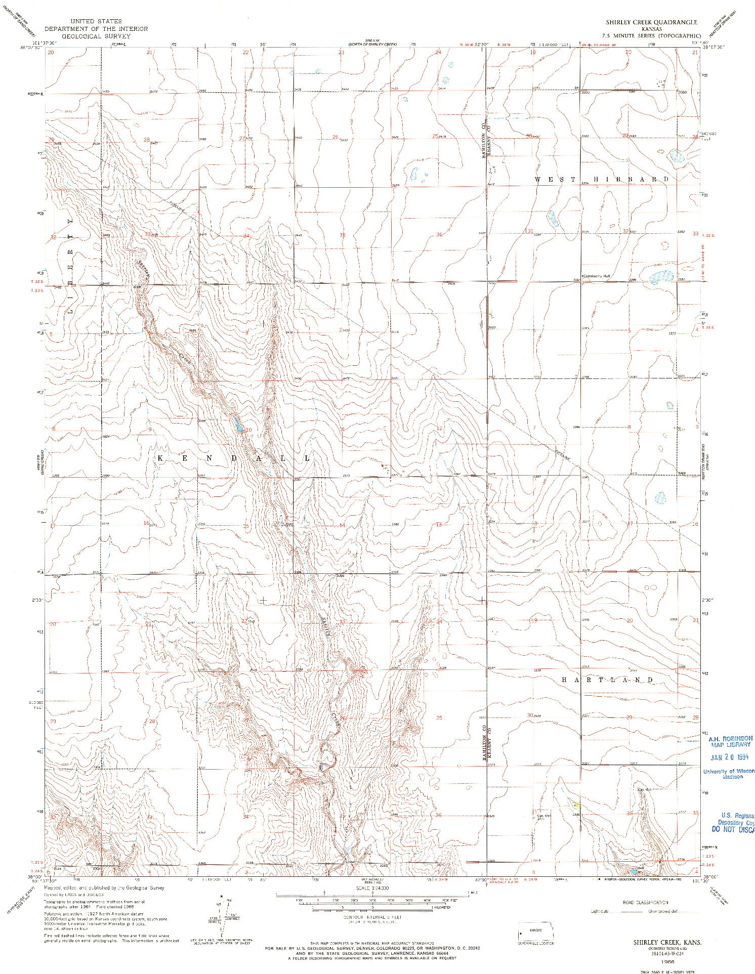 USGS 1:24000-SCALE QUADRANGLE FOR SHIRLEY CREEK, KS 1966