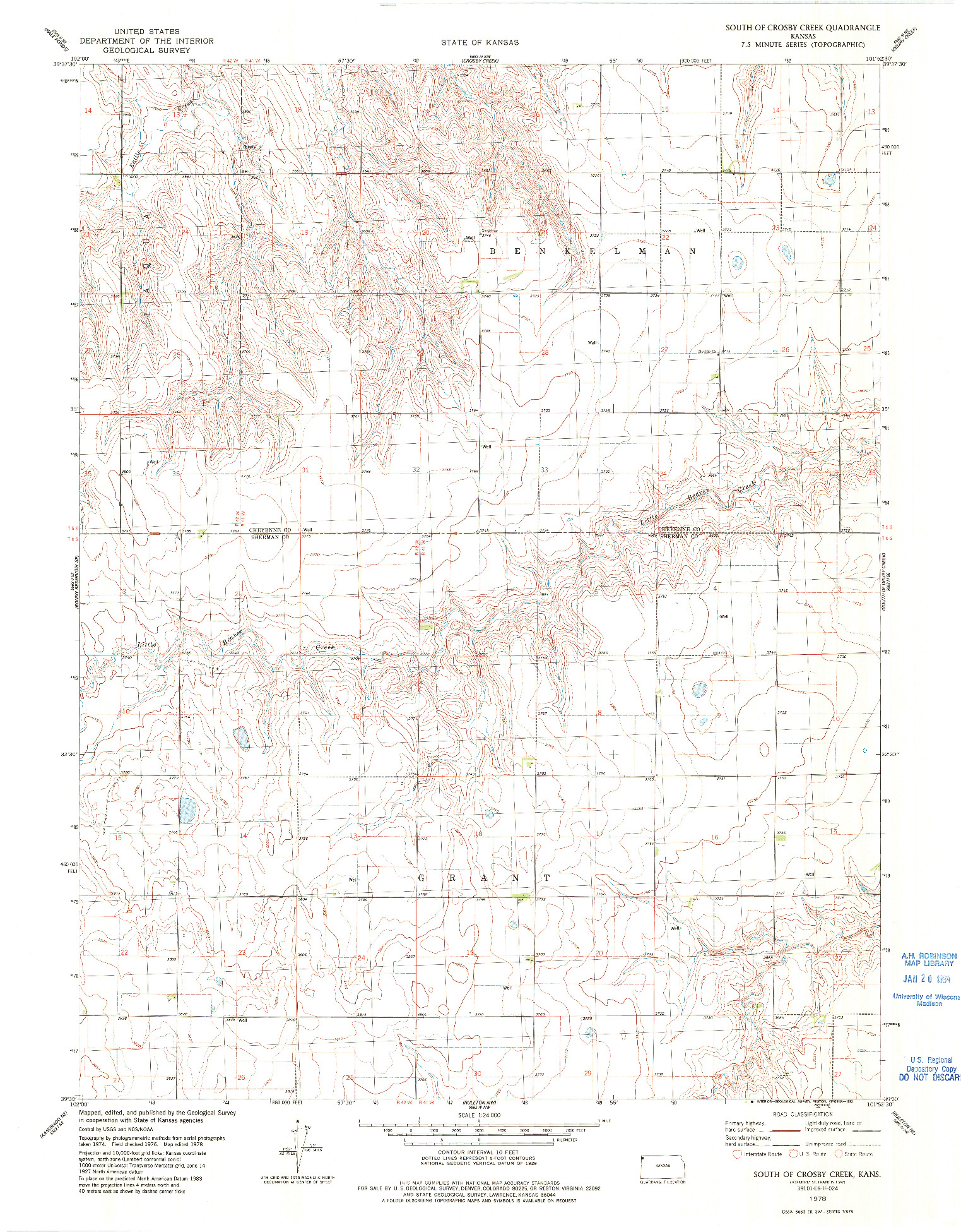 USGS 1:24000-SCALE QUADRANGLE FOR SOUTH OF CROSBY CREEK, KS 1978