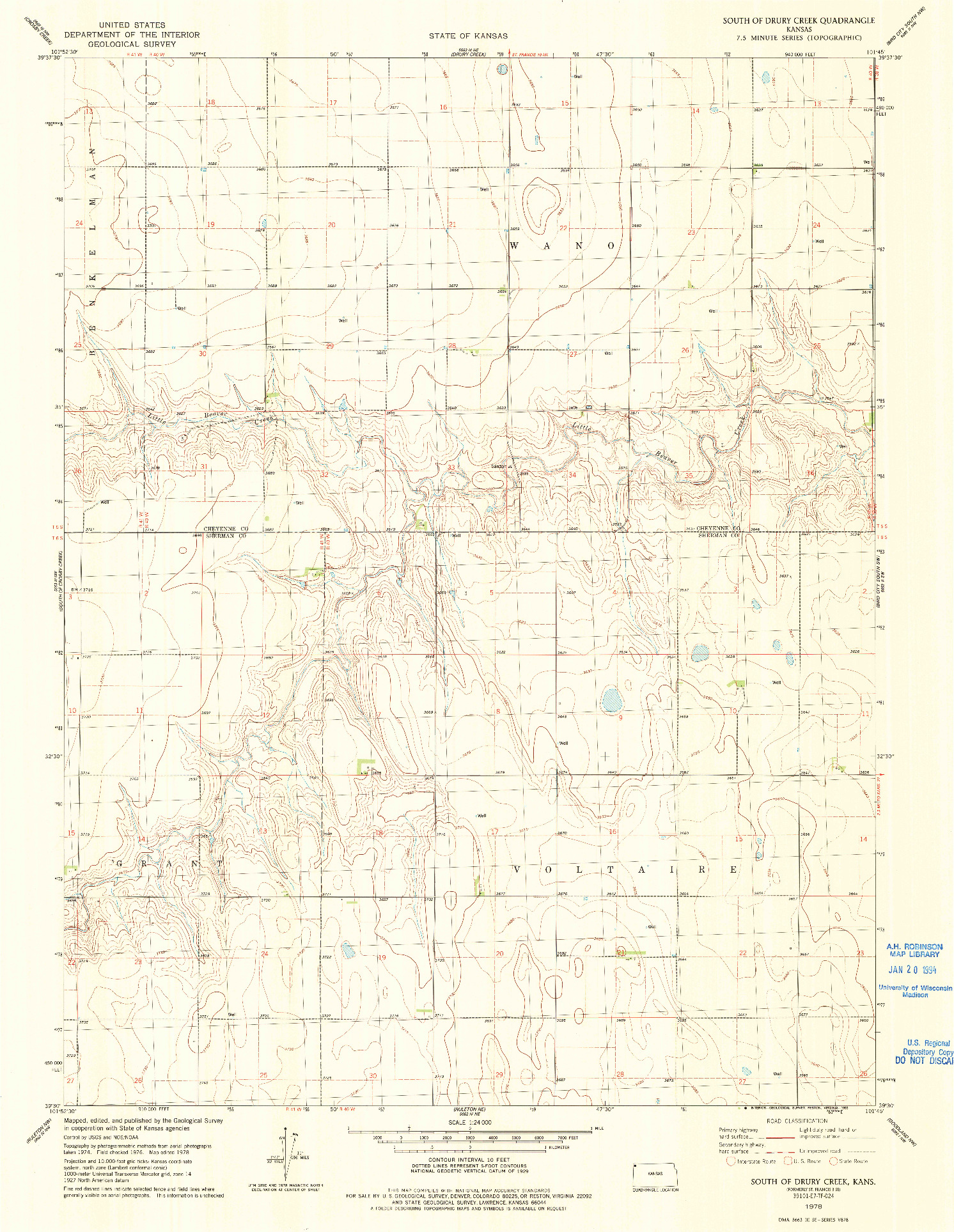 USGS 1:24000-SCALE QUADRANGLE FOR SOUTH OF DRURY CREEK, KS 1978