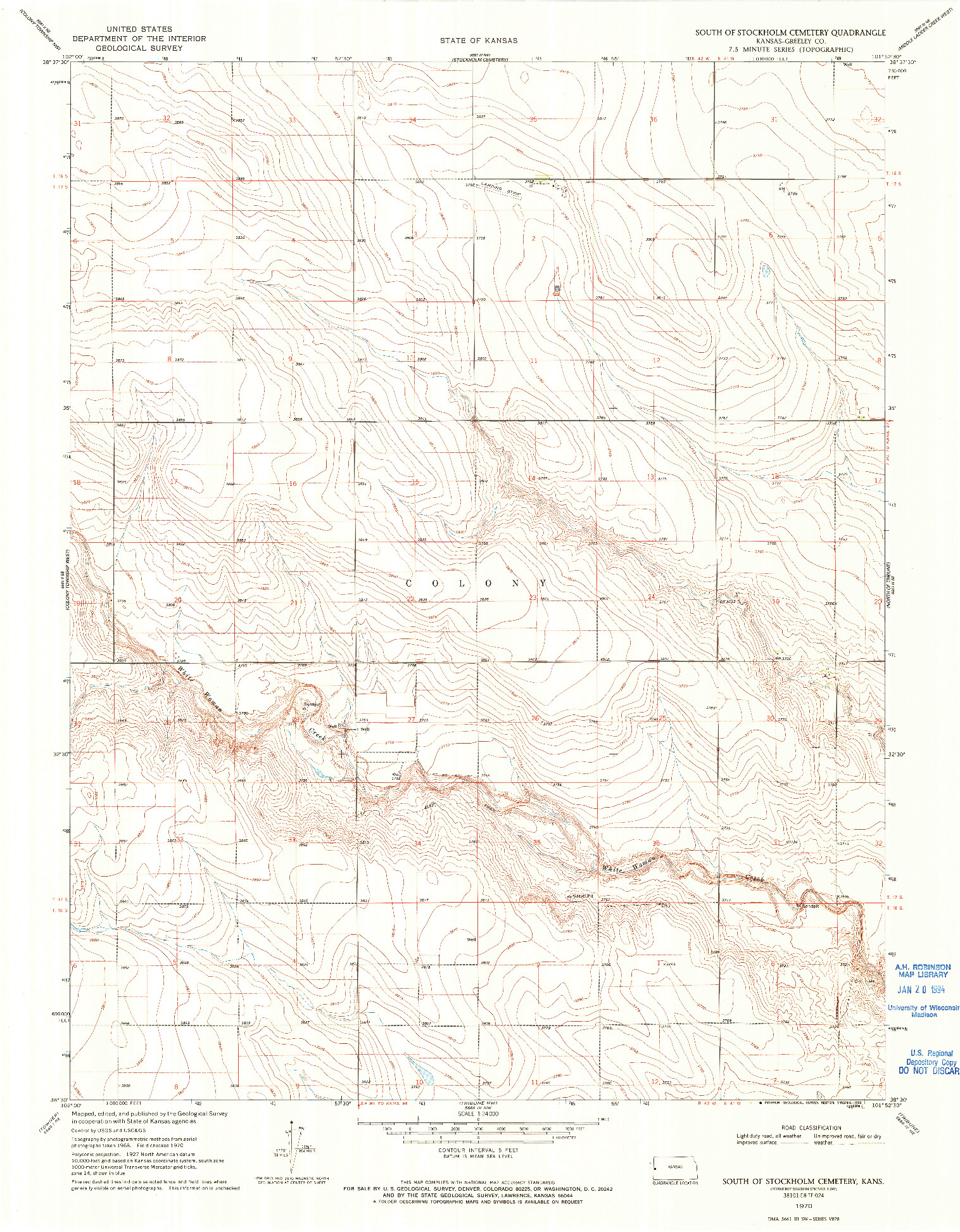 USGS 1:24000-SCALE QUADRANGLE FOR SOUTH OF STOCKHOLM CEMETERY, KS 1970