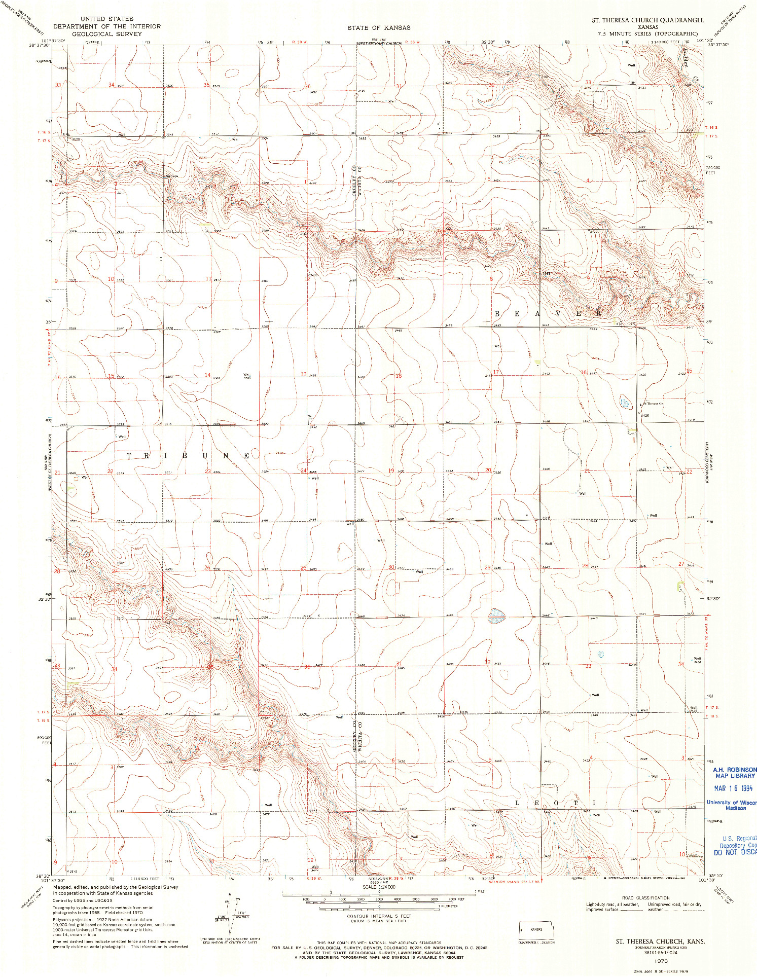 USGS 1:24000-SCALE QUADRANGLE FOR ST. THERESA CHURCH, KS 1970