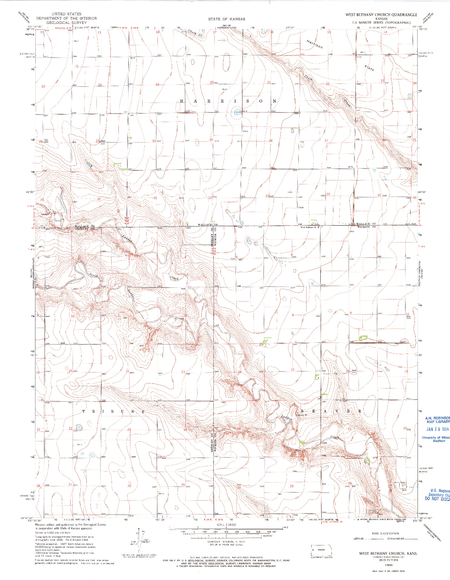 USGS 1:24000-SCALE QUADRANGLE FOR WEST BETHANY CHURCH, KS 1968