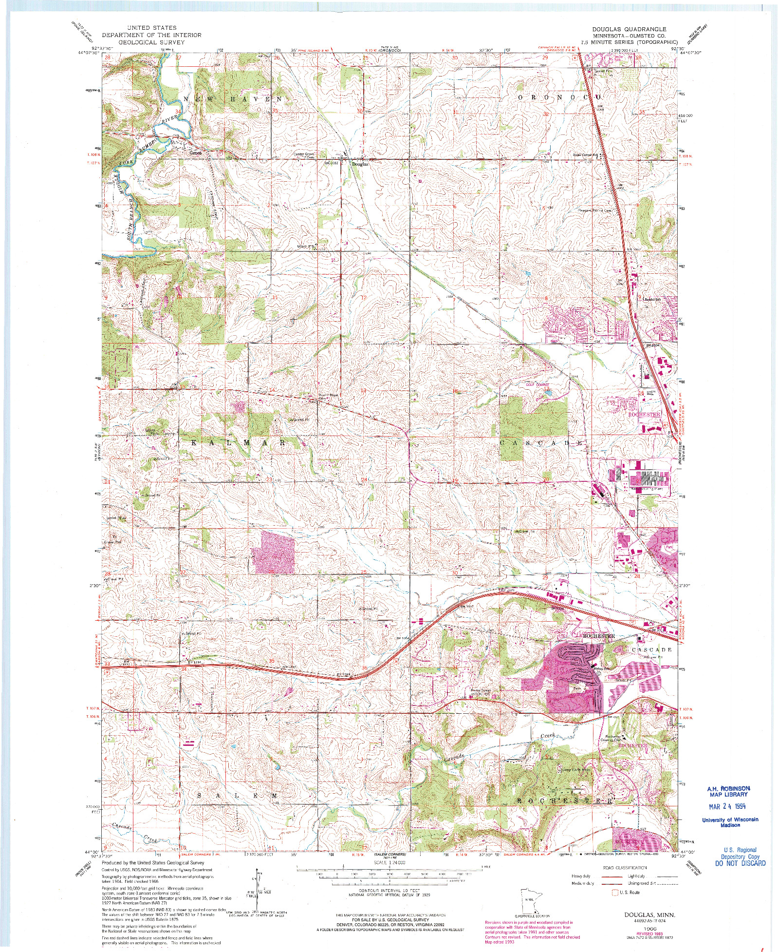 USGS 1:24000-SCALE QUADRANGLE FOR DOUGLAS, MN 1966