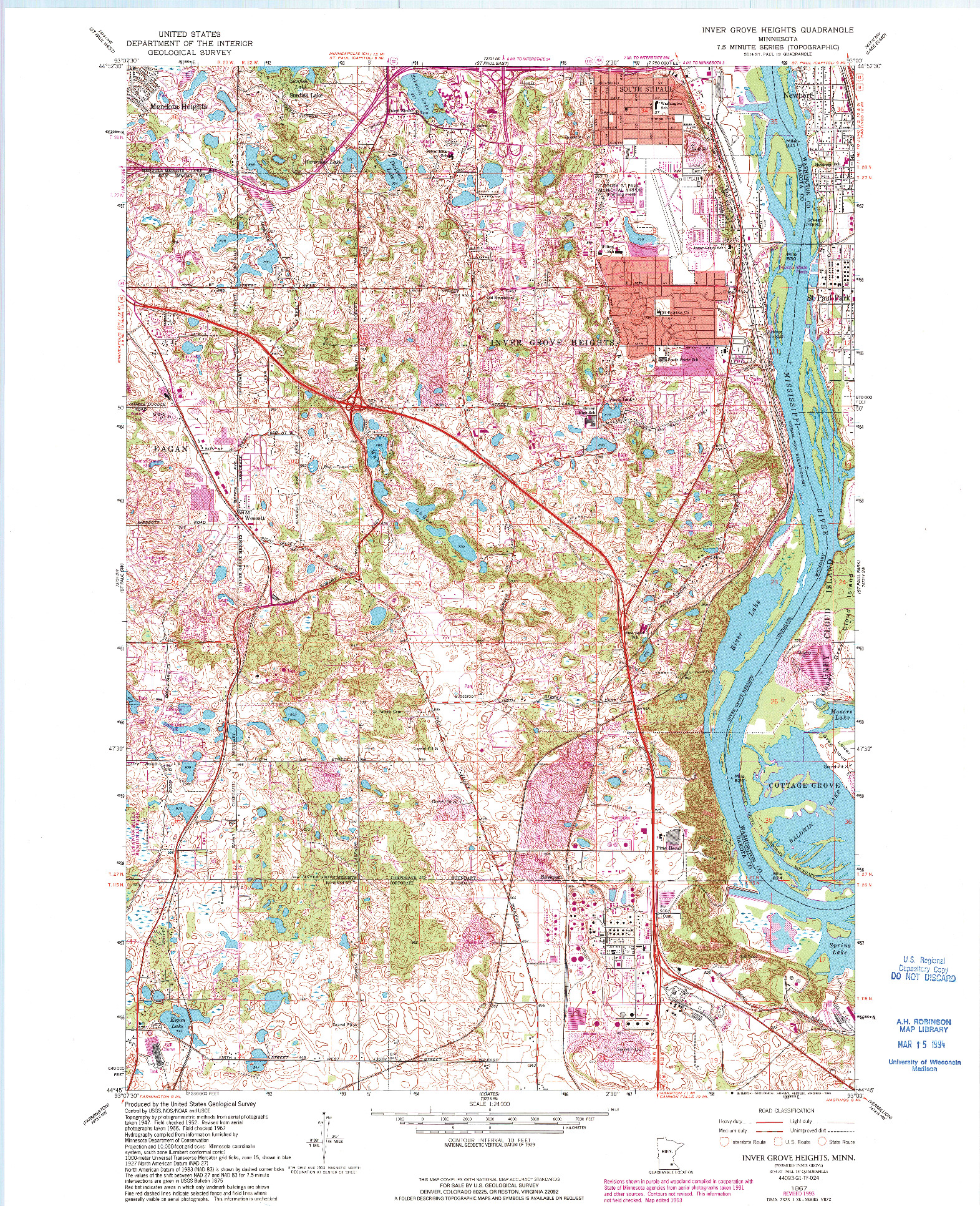 USGS 1:24000-SCALE QUADRANGLE FOR INVER GROVE HEIGHTS, MN 1967