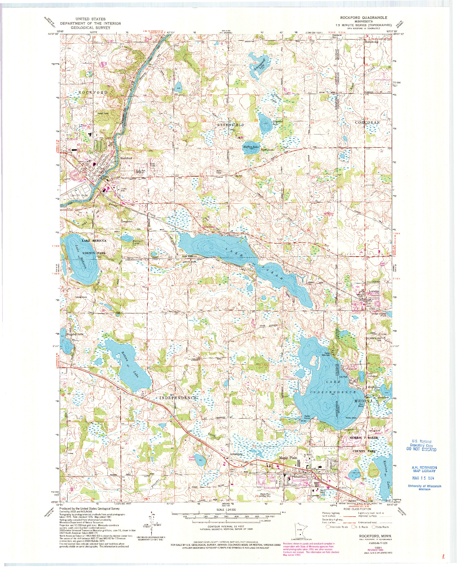 USGS 1:24000-SCALE QUADRANGLE FOR ROCKFORD, MN 1981