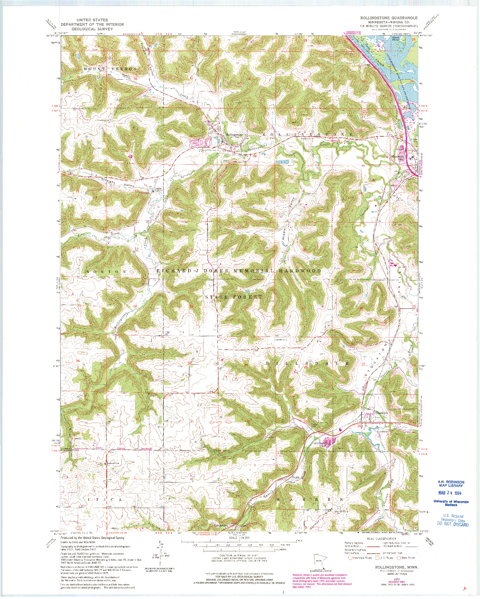 USGS 1:24000-SCALE QUADRANGLE FOR ROLLINGSTONE, MN 1972