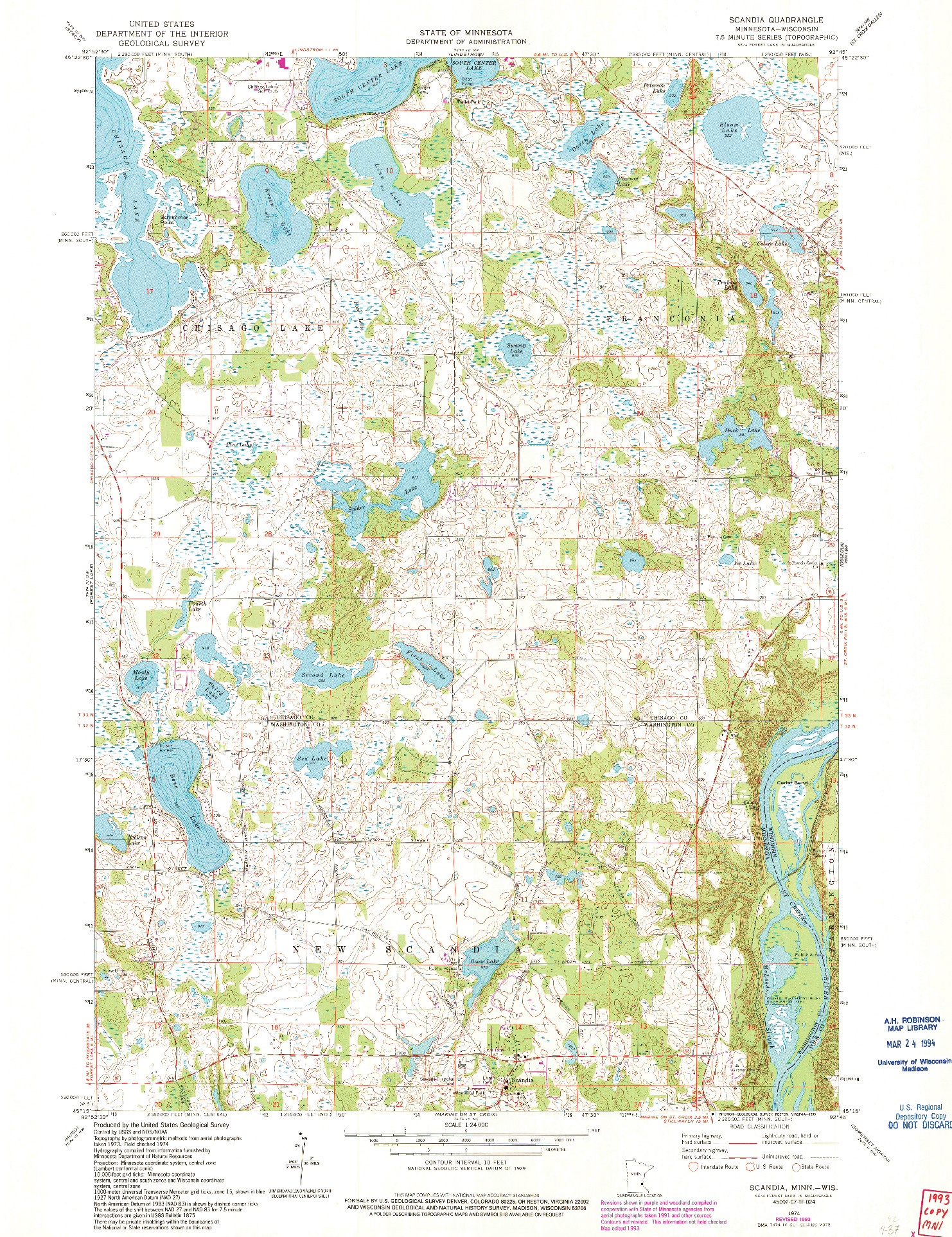 USGS 1:24000-SCALE QUADRANGLE FOR SCANDIA, MN 1974