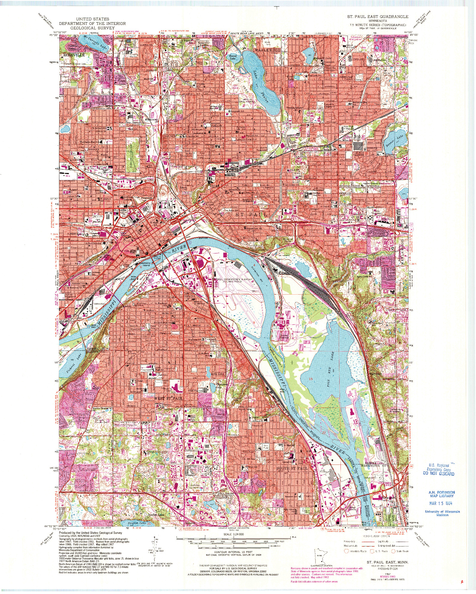 USGS 1:24000-SCALE QUADRANGLE FOR ST PAUL EAST, MN 1967