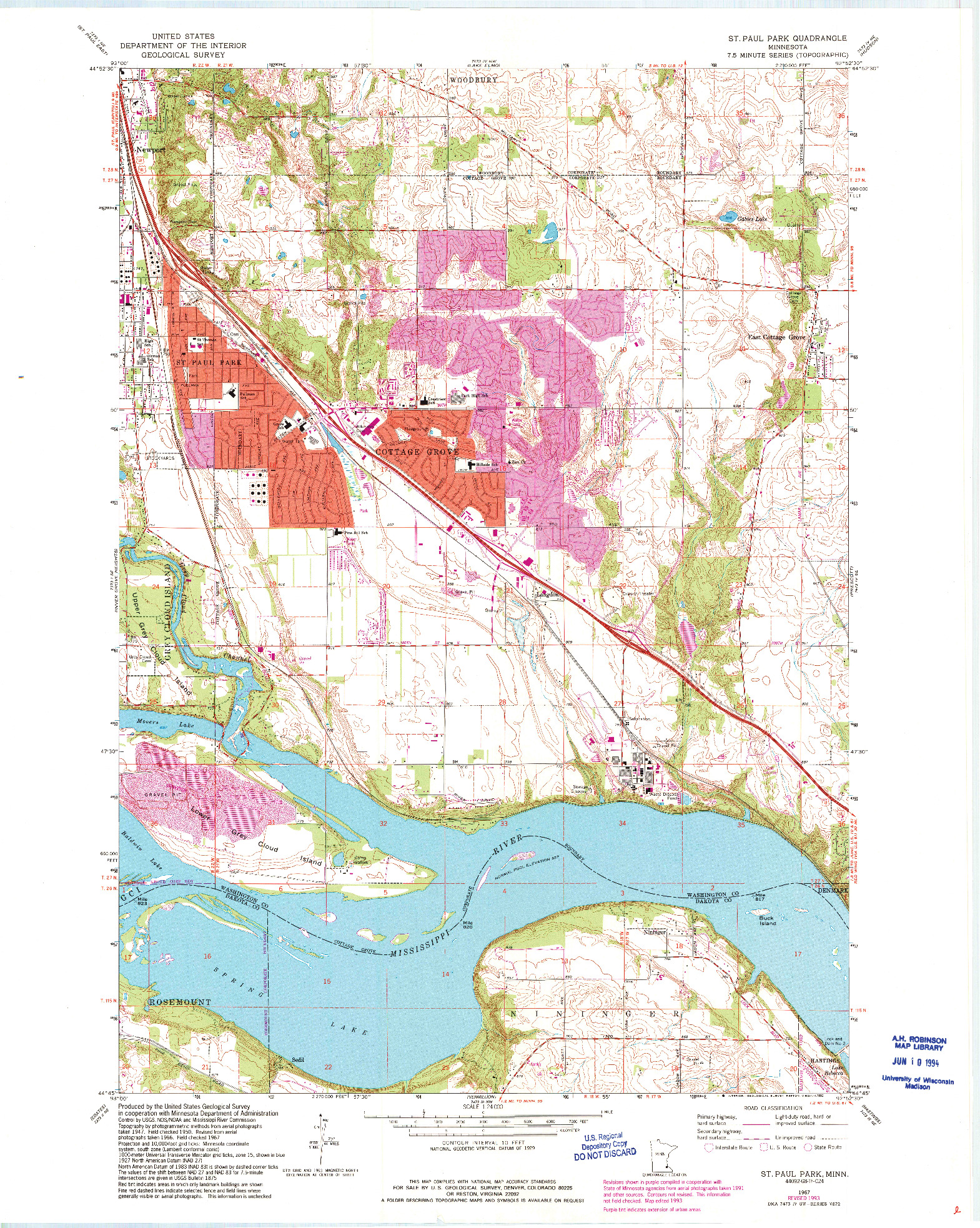 USGS 1:24000-SCALE QUADRANGLE FOR ST PAUL PARK, MN 1967