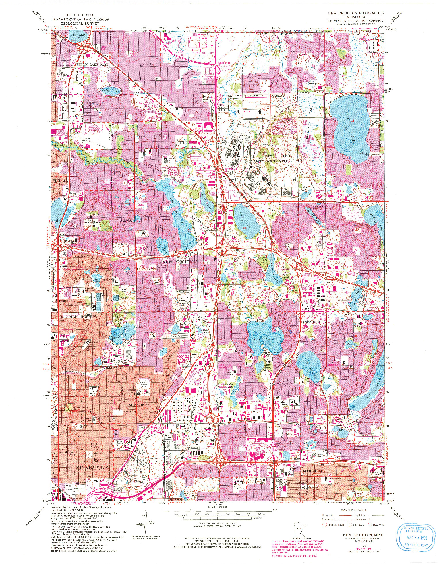 USGS 1:24000-SCALE QUADRANGLE FOR NEW BRIGHTON, MN 1967