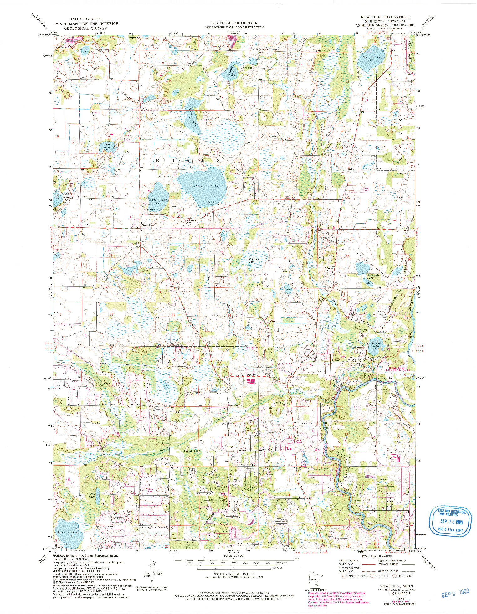 USGS 1:24000-SCALE QUADRANGLE FOR NOWTHEN, MN 1974