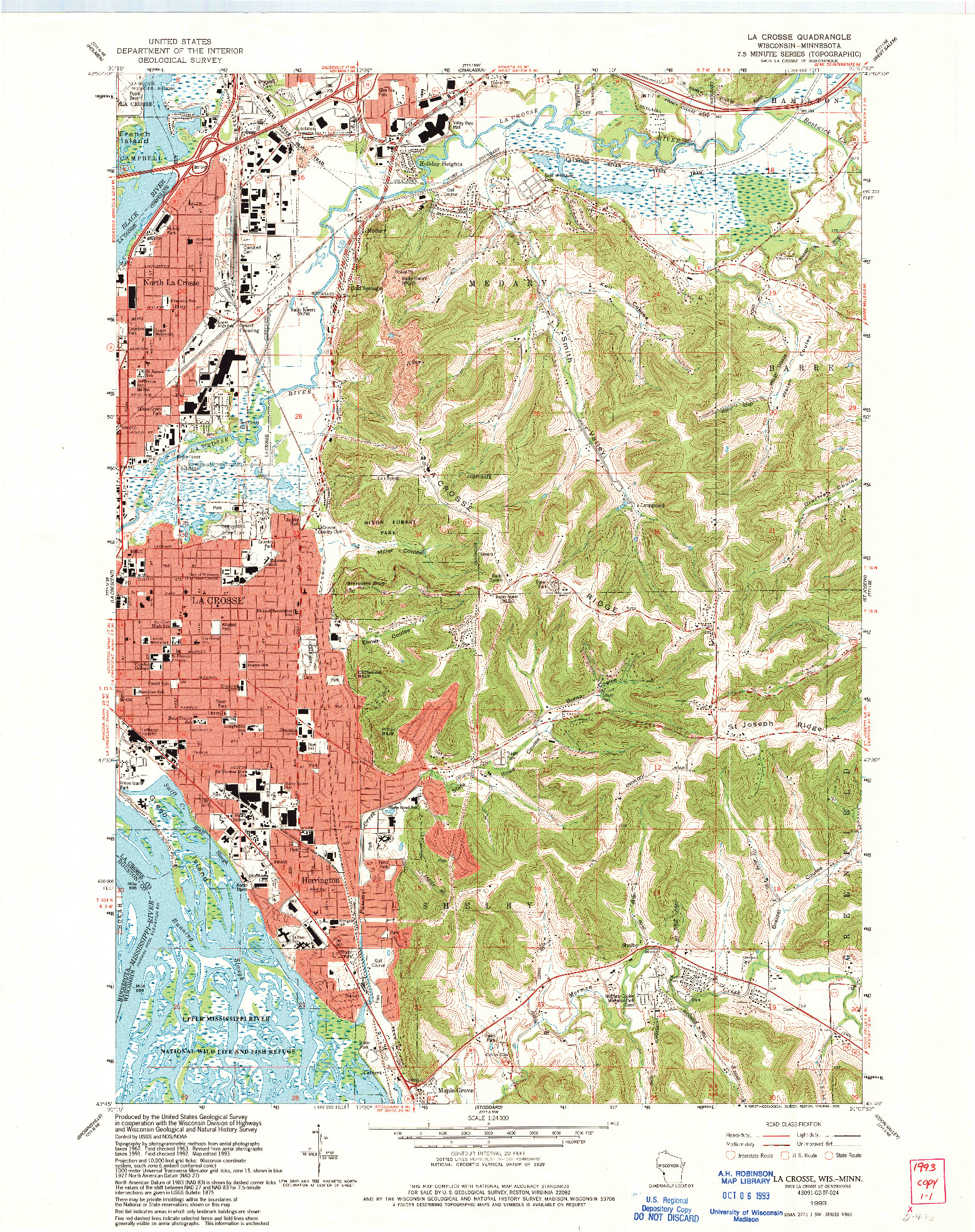 USGS 1:24000-SCALE QUADRANGLE FOR LA CROSSE, WI 1993