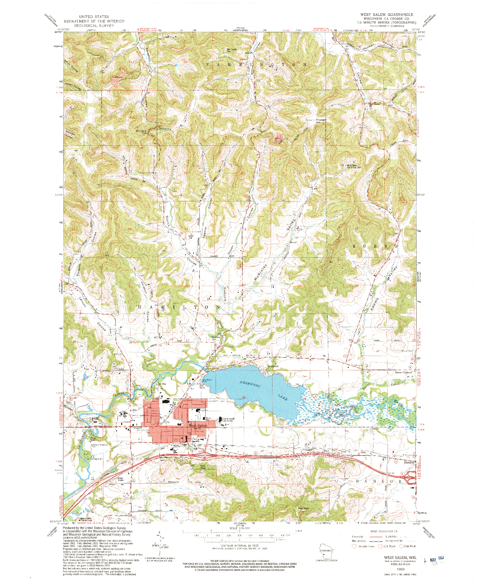 USGS 1:24000-SCALE QUADRANGLE FOR WEST SALEM, WI 1993