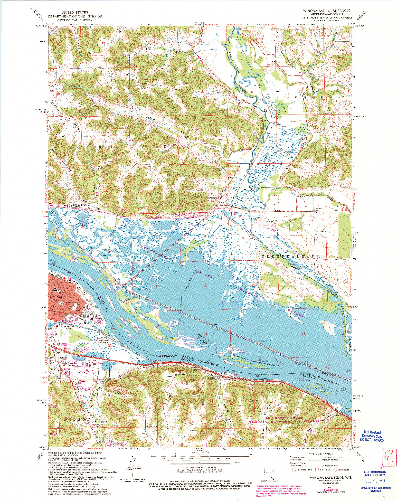 USGS 1:24000-SCALE QUADRANGLE FOR WINONA EAST, MN 1972