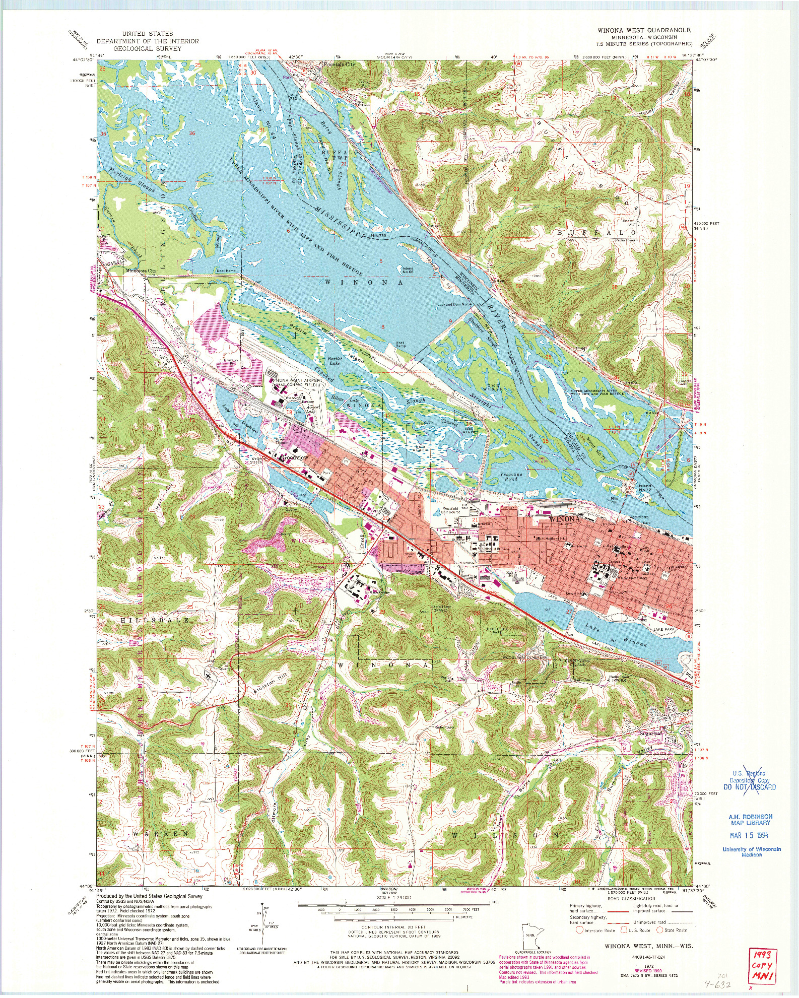 USGS 1:24000-SCALE QUADRANGLE FOR WINONA WEST, MN 1972