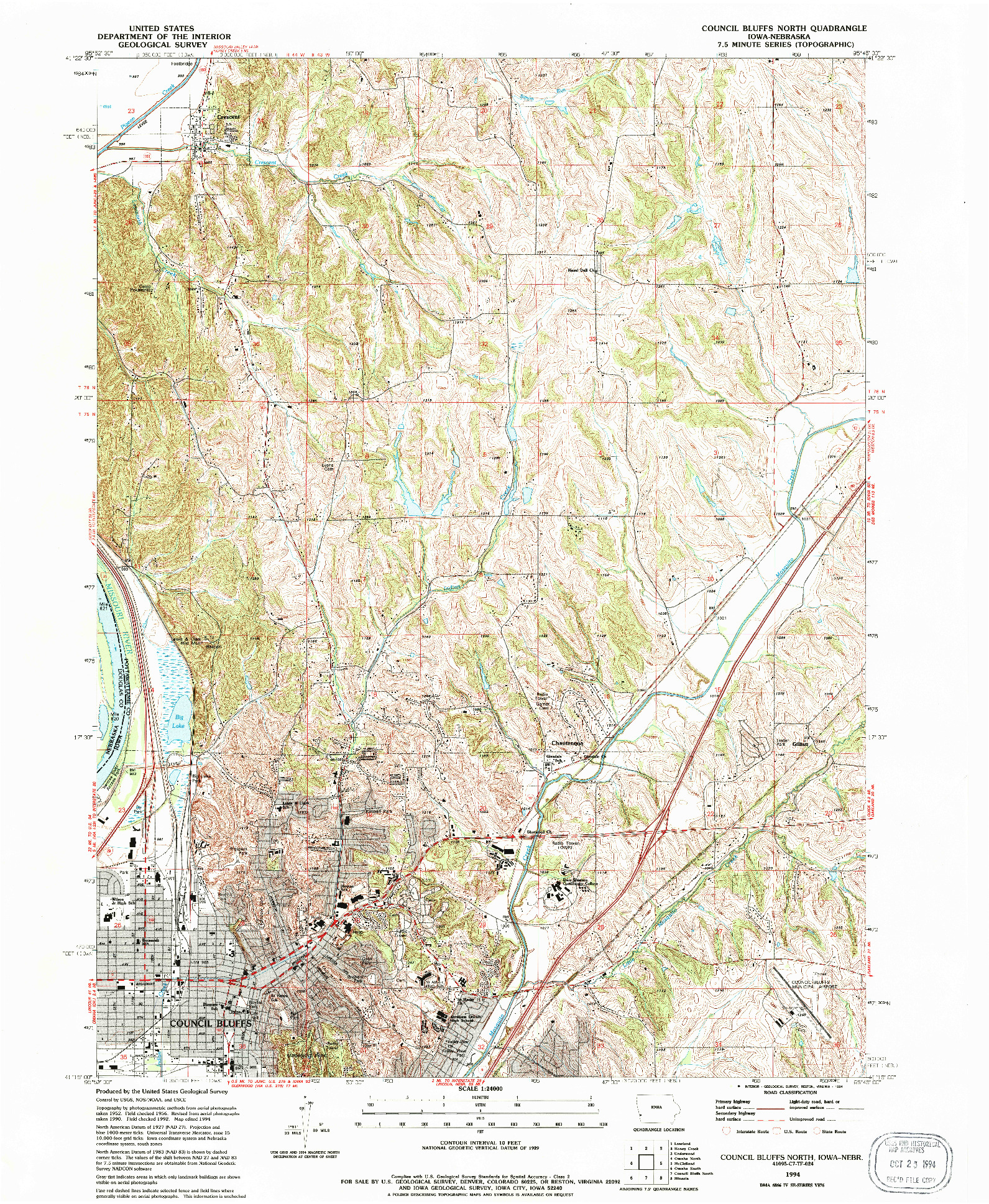 USGS 1:24000-SCALE QUADRANGLE FOR COUNCIL BLUFFS NORTH, IA 1994