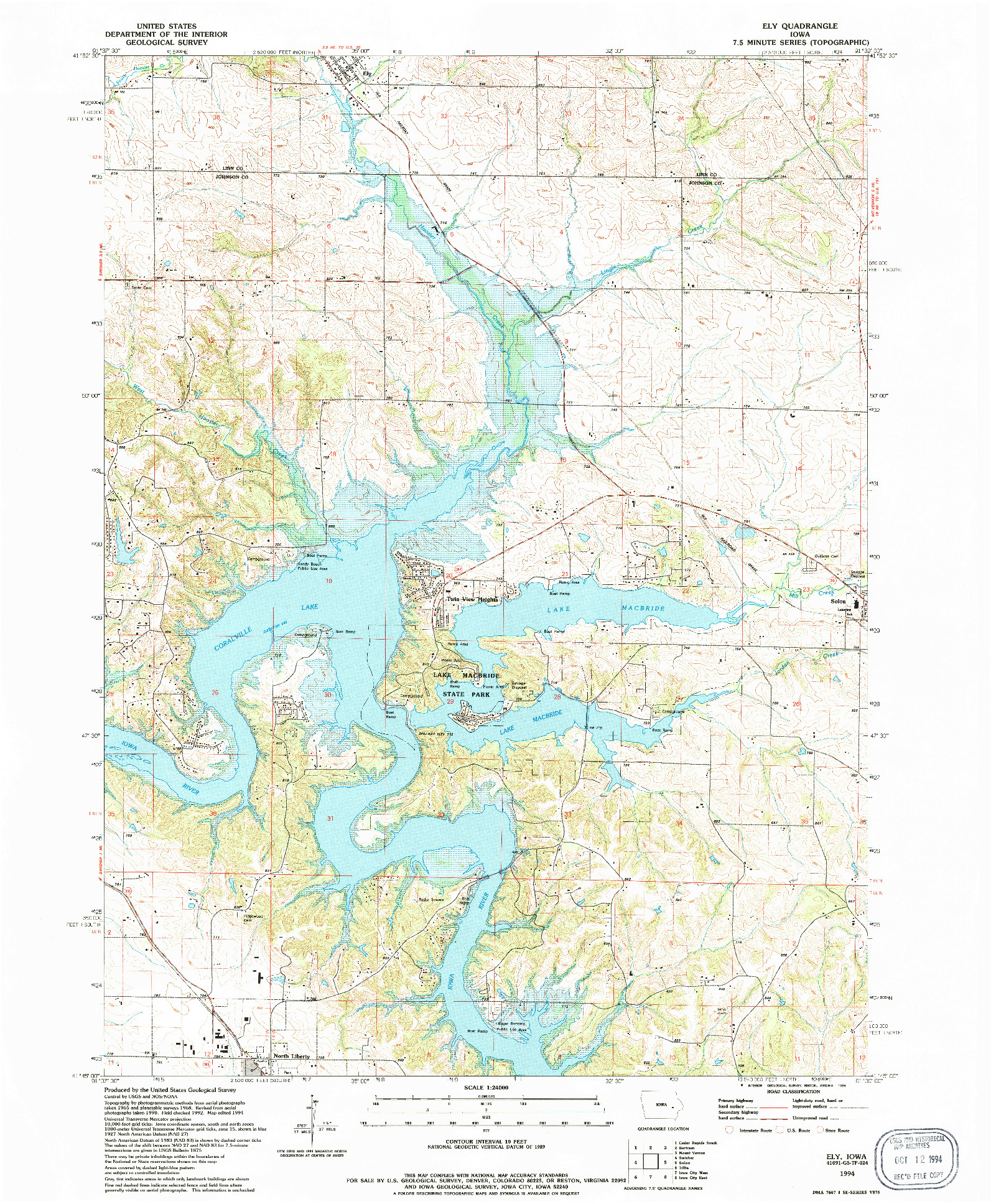 USGS 1:24000-SCALE QUADRANGLE FOR ELY, IA 1994