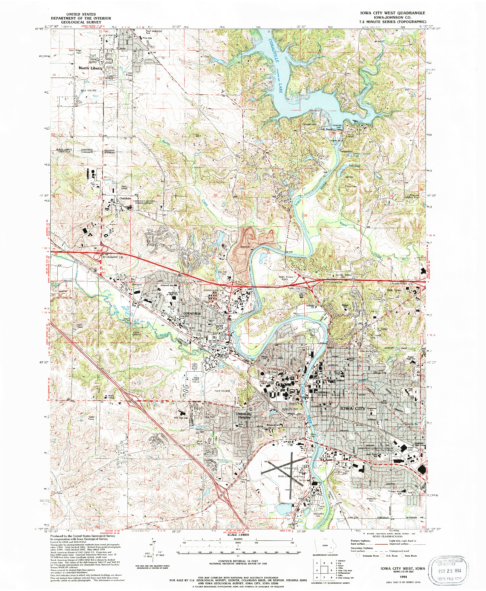 USGS 1:24000-SCALE QUADRANGLE FOR IOWA CITY WEST, IA 1994