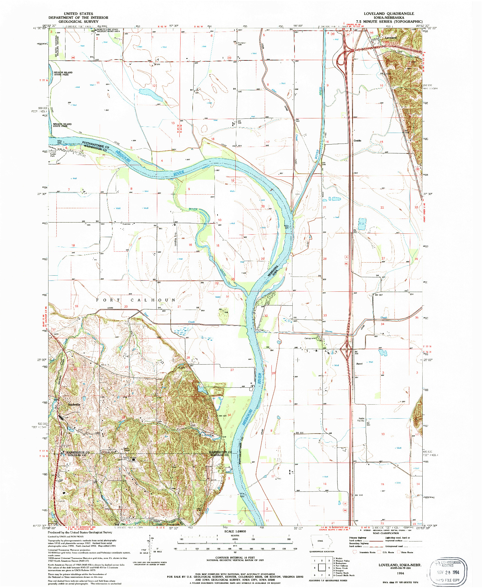 USGS 1:24000-SCALE QUADRANGLE FOR LOVELAND, IA 1994