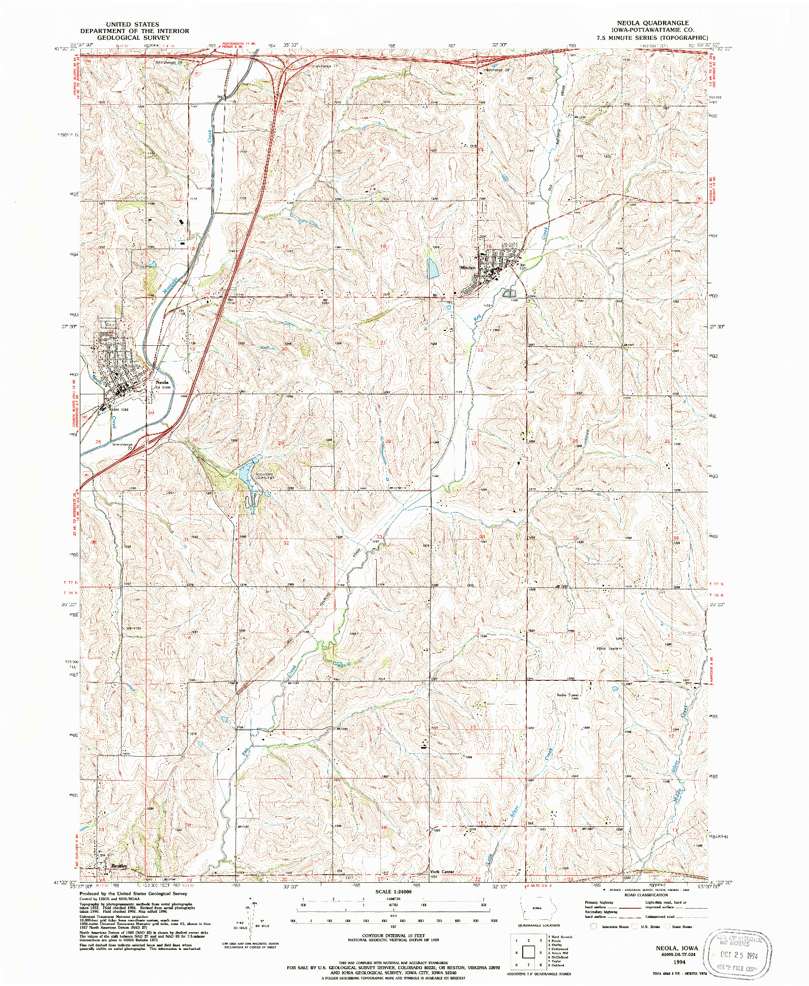 USGS 1:24000-SCALE QUADRANGLE FOR NEOLA, IA 1994