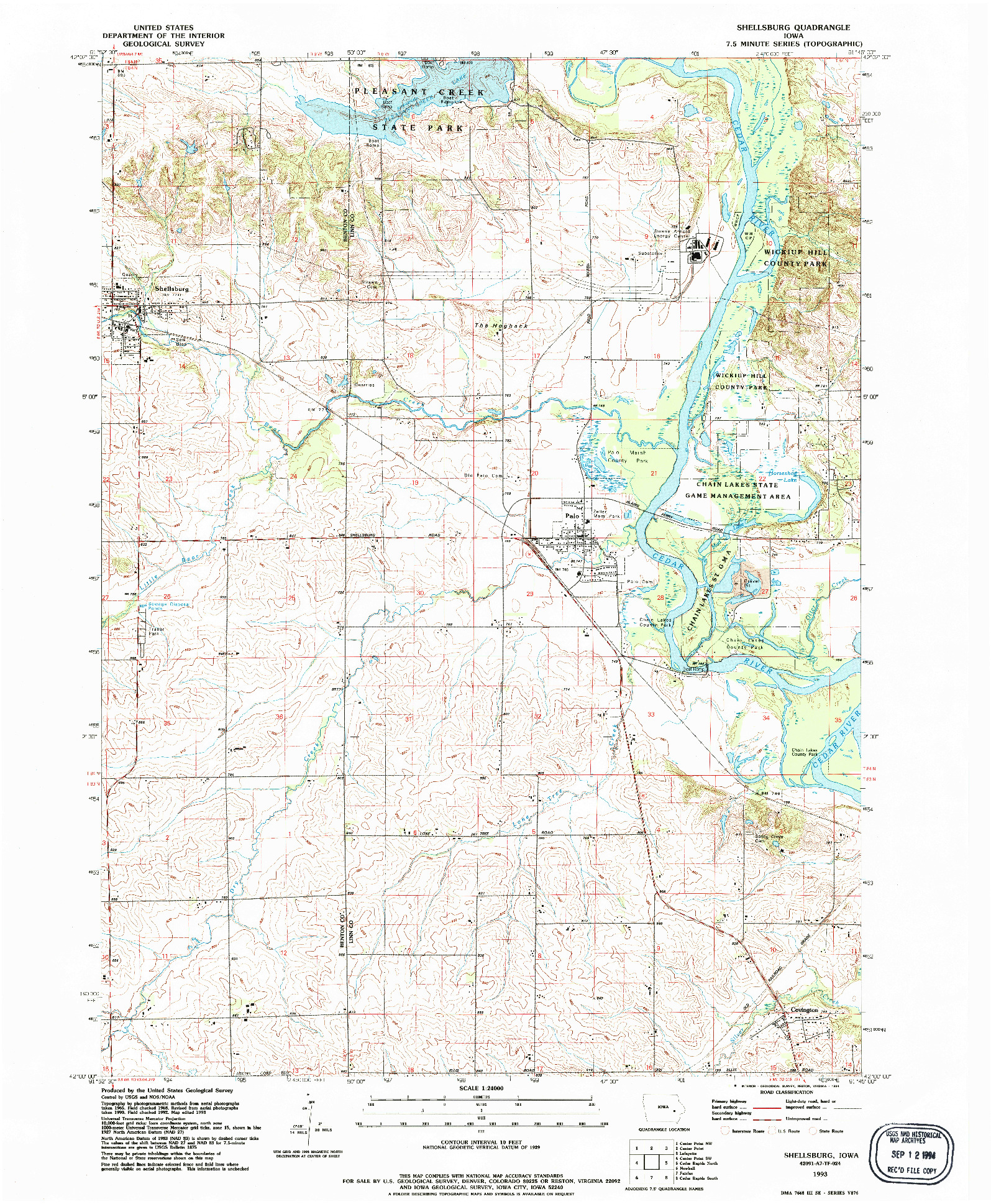 USGS 1:24000-SCALE QUADRANGLE FOR SHELLSBURG, IA 1993