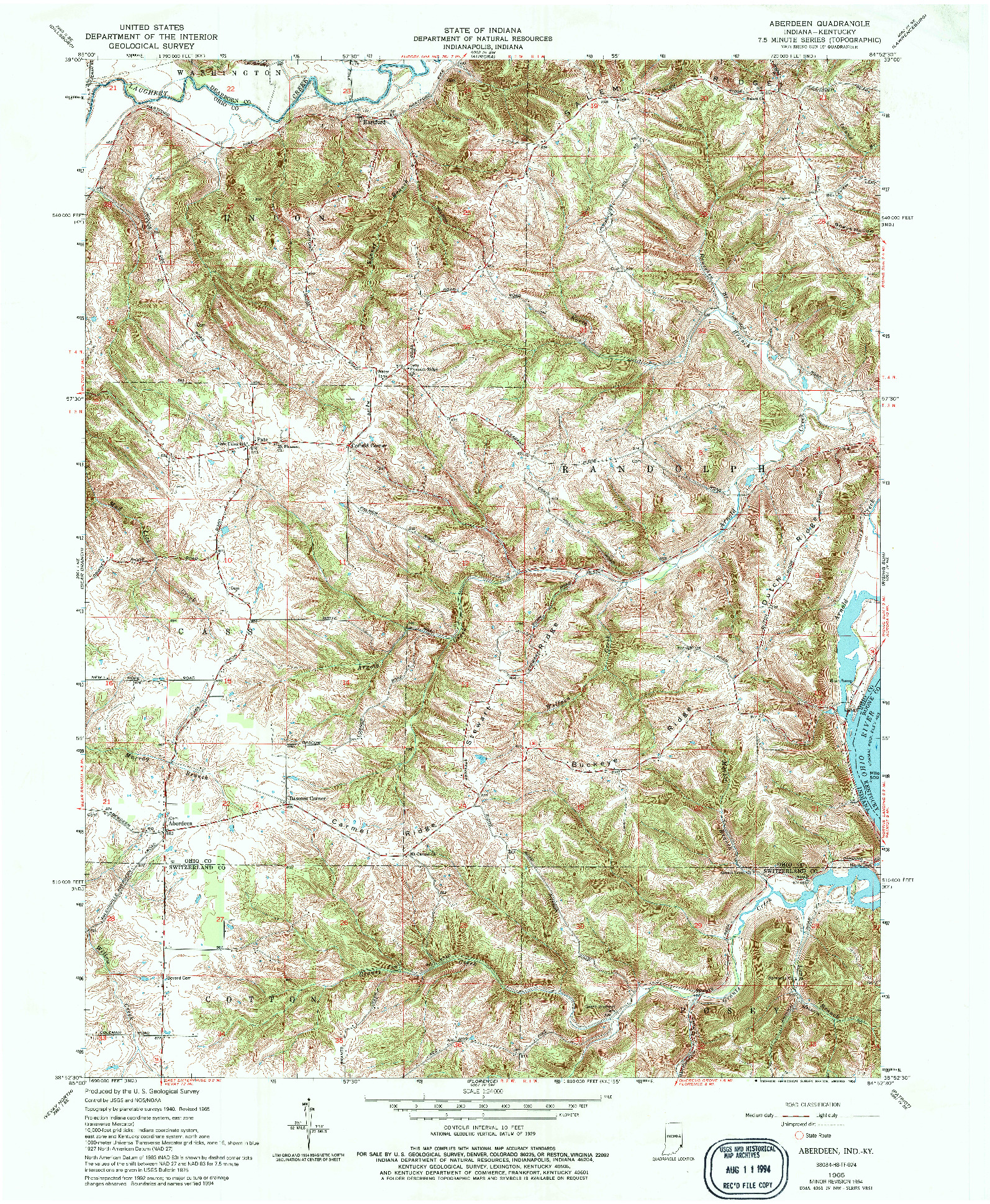 USGS 1:24000-SCALE QUADRANGLE FOR ABERDEEN, IN 1965