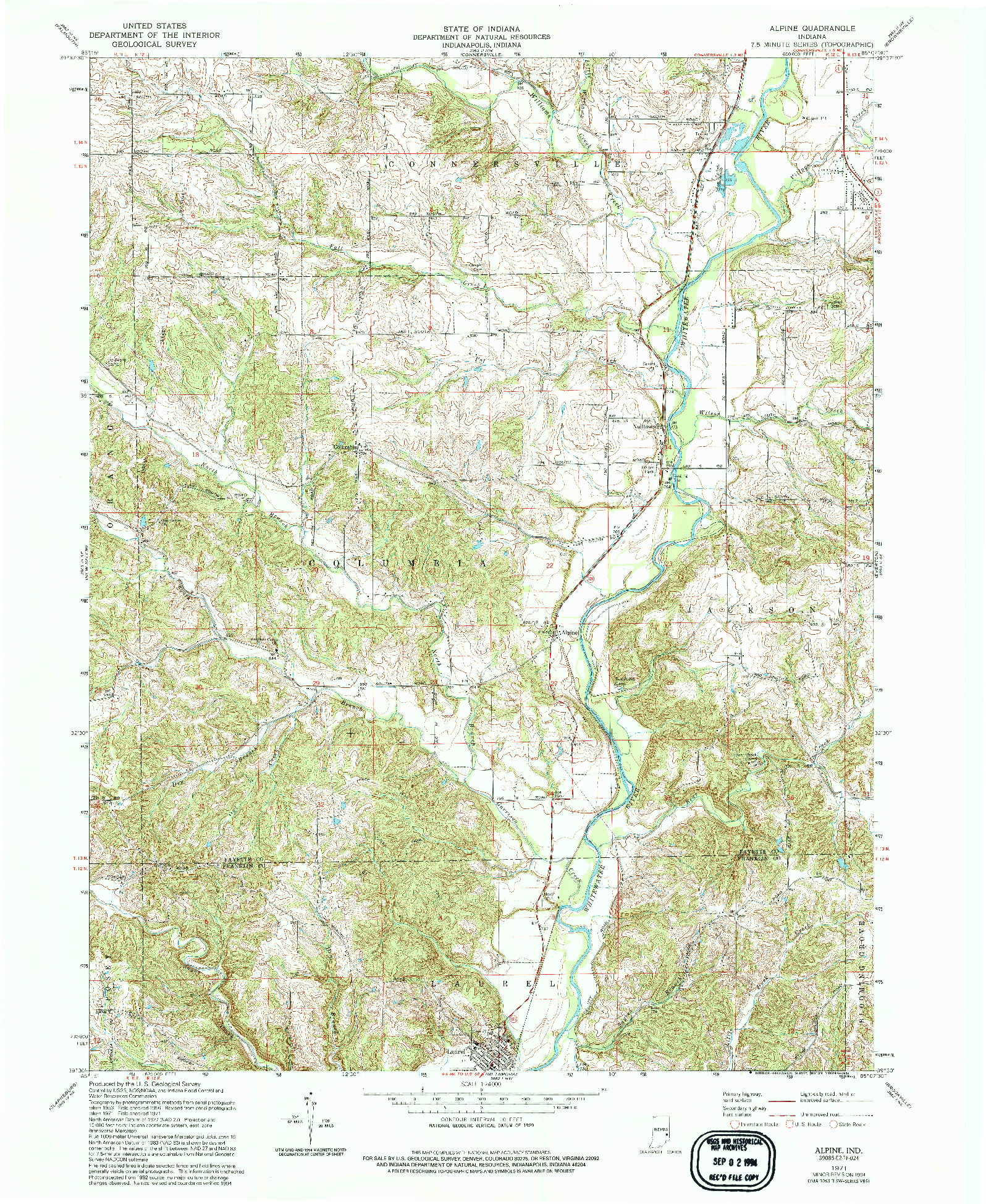 USGS 1:24000-SCALE QUADRANGLE FOR ALPINE, IN 1971