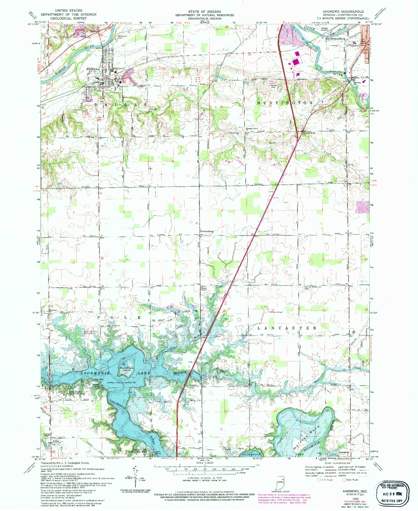 USGS 1:24000-SCALE QUADRANGLE FOR ANDREWS, IN 1969