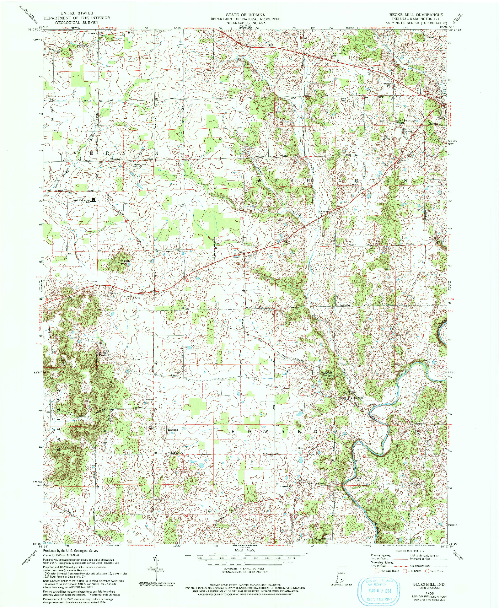 USGS 1:24000-SCALE QUADRANGLE FOR BECKS MILL, IN 1966