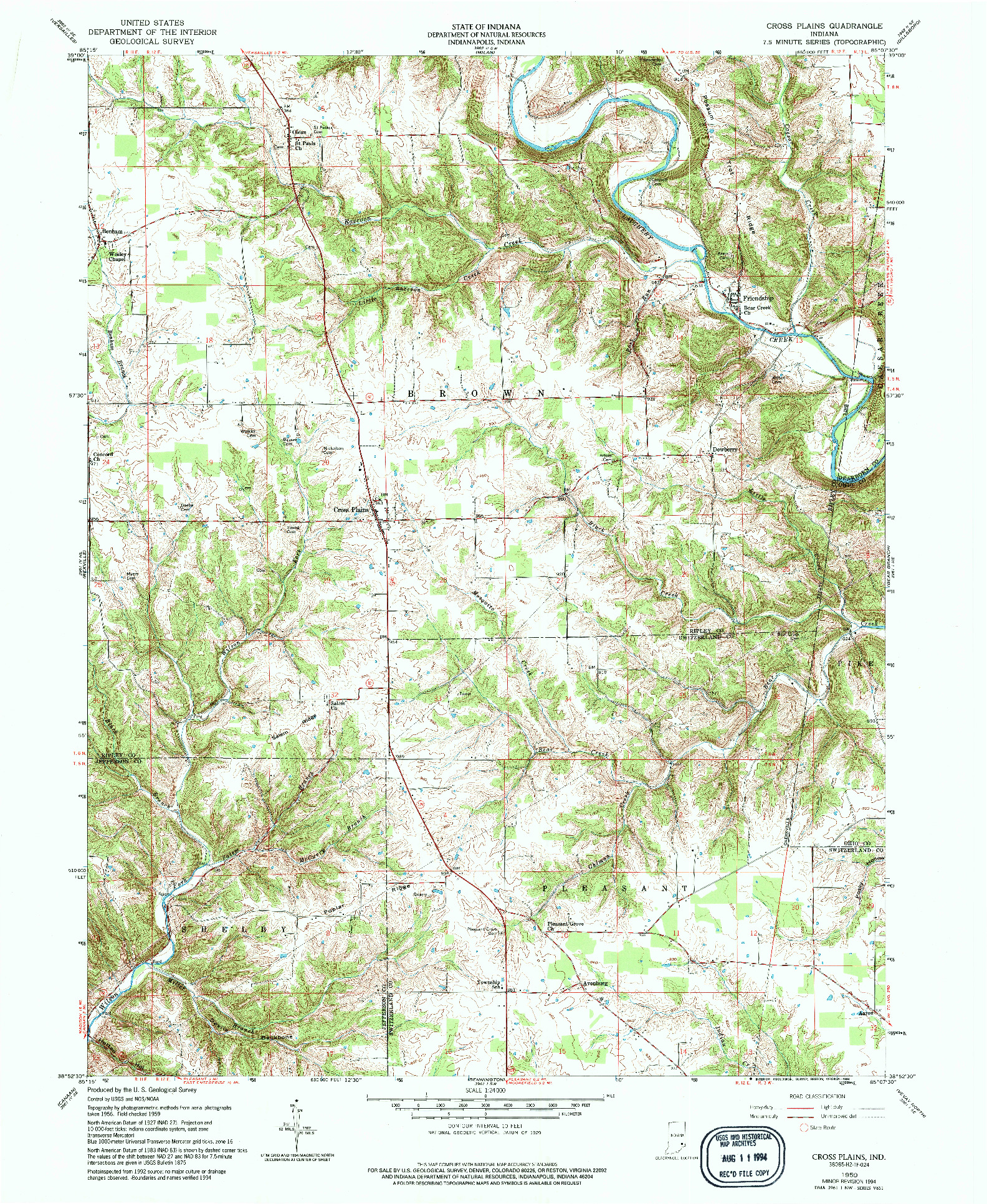 USGS 1:24000-SCALE QUADRANGLE FOR CROSS PLAINS, IN 1959