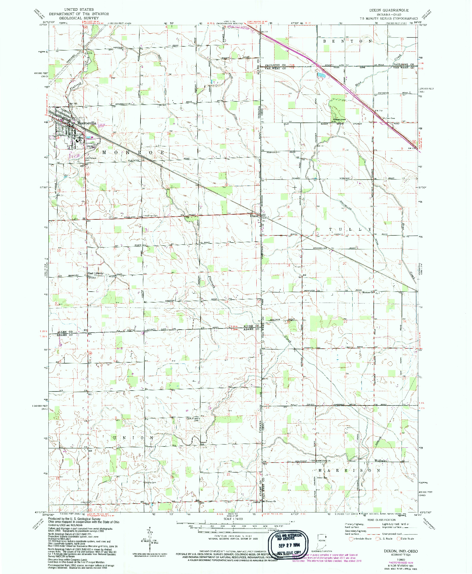 USGS 1:24000-SCALE QUADRANGLE FOR DIXON, IN 1960