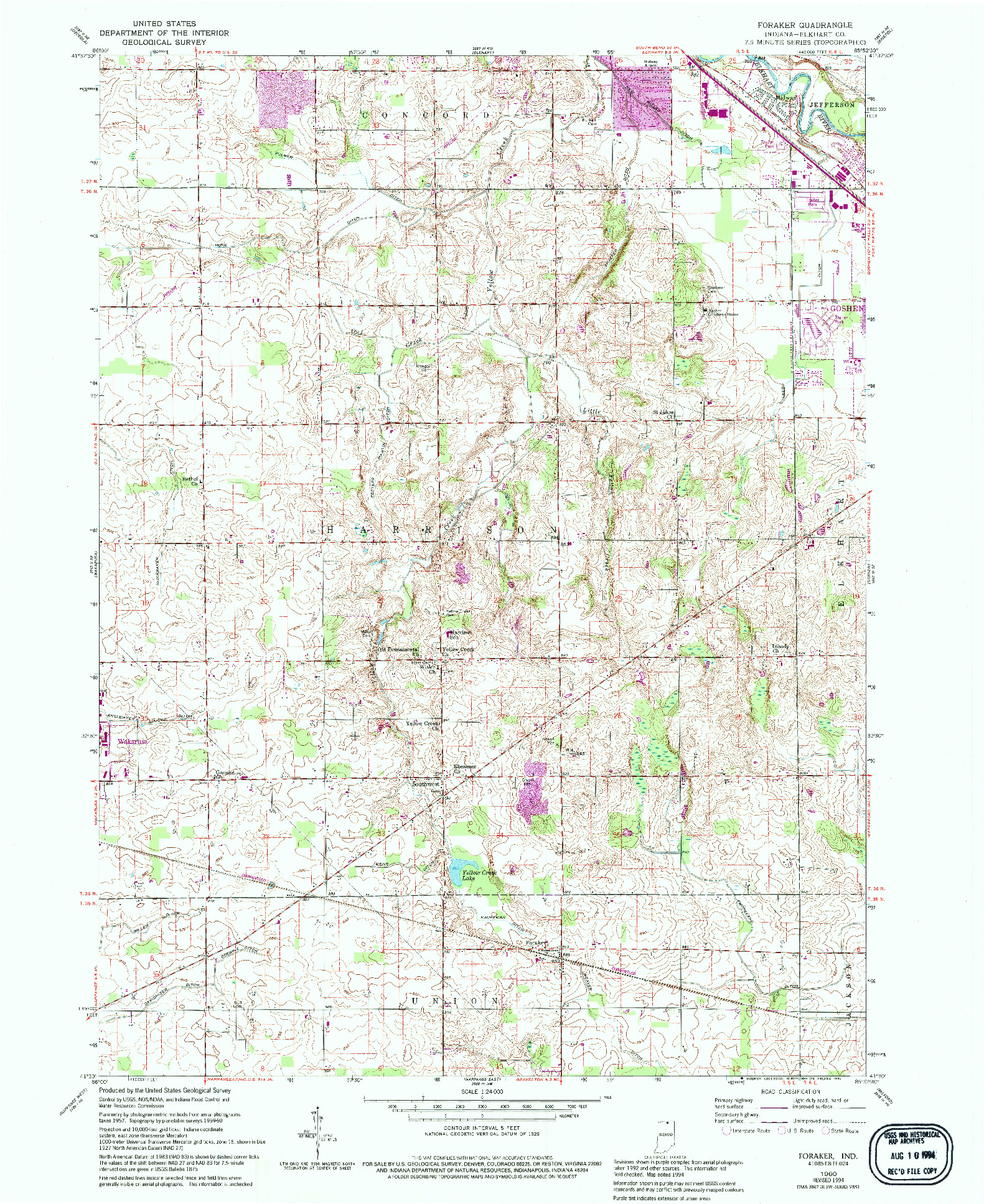 USGS 1:24000-SCALE QUADRANGLE FOR FORAKER, IN 1960