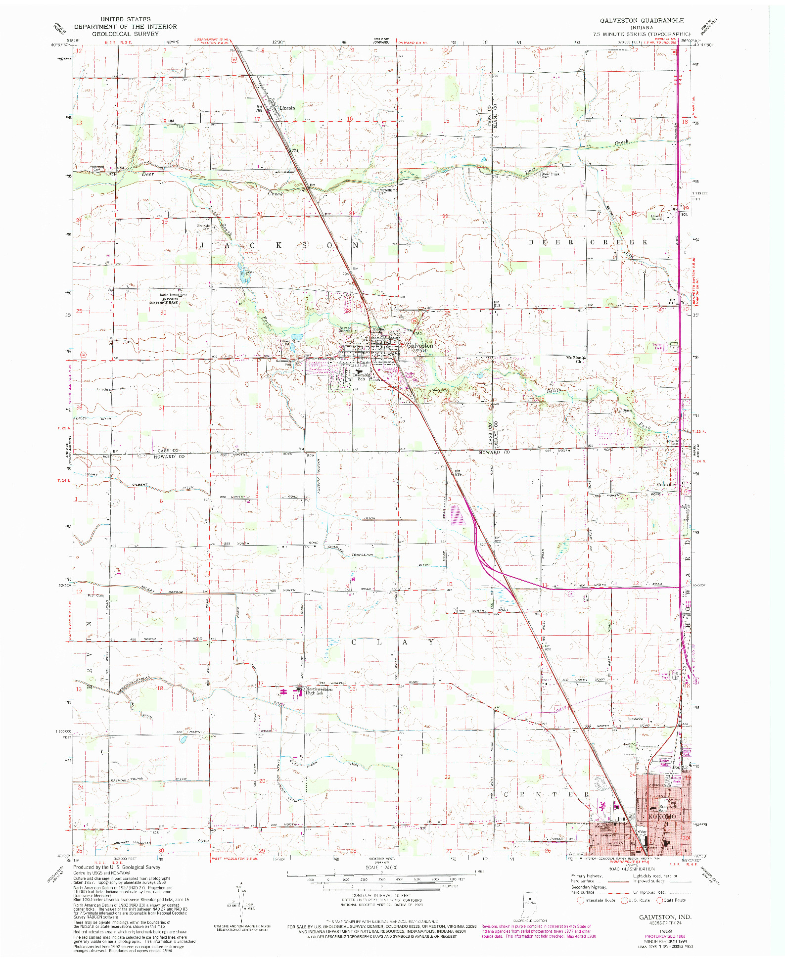 USGS 1:24000-SCALE QUADRANGLE FOR GALVESTON, IN 1959