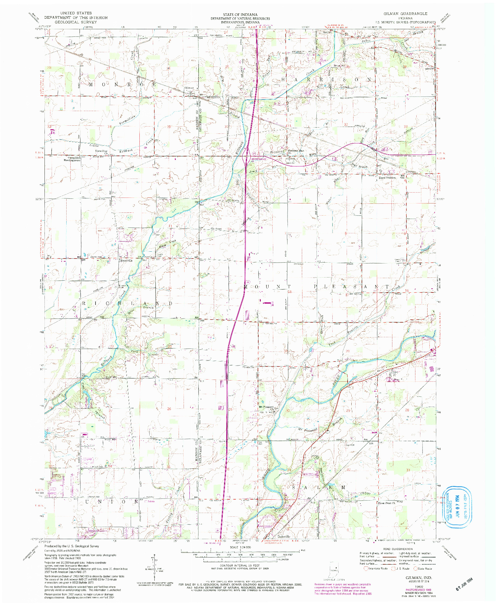 USGS 1:24000-SCALE QUADRANGLE FOR GILMAN, IN 1960