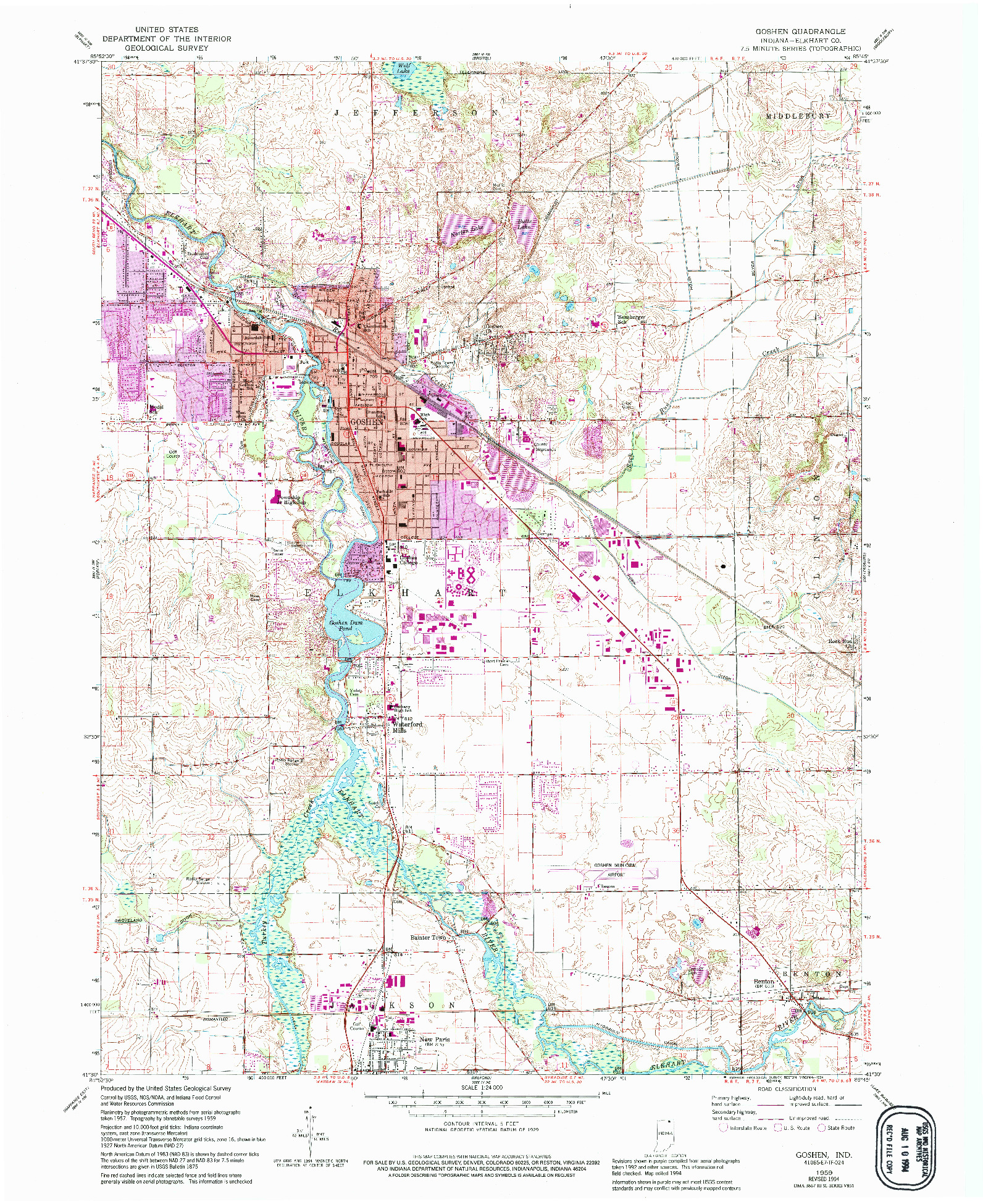 USGS 1:24000-SCALE QUADRANGLE FOR GOSHEN, IN 1959