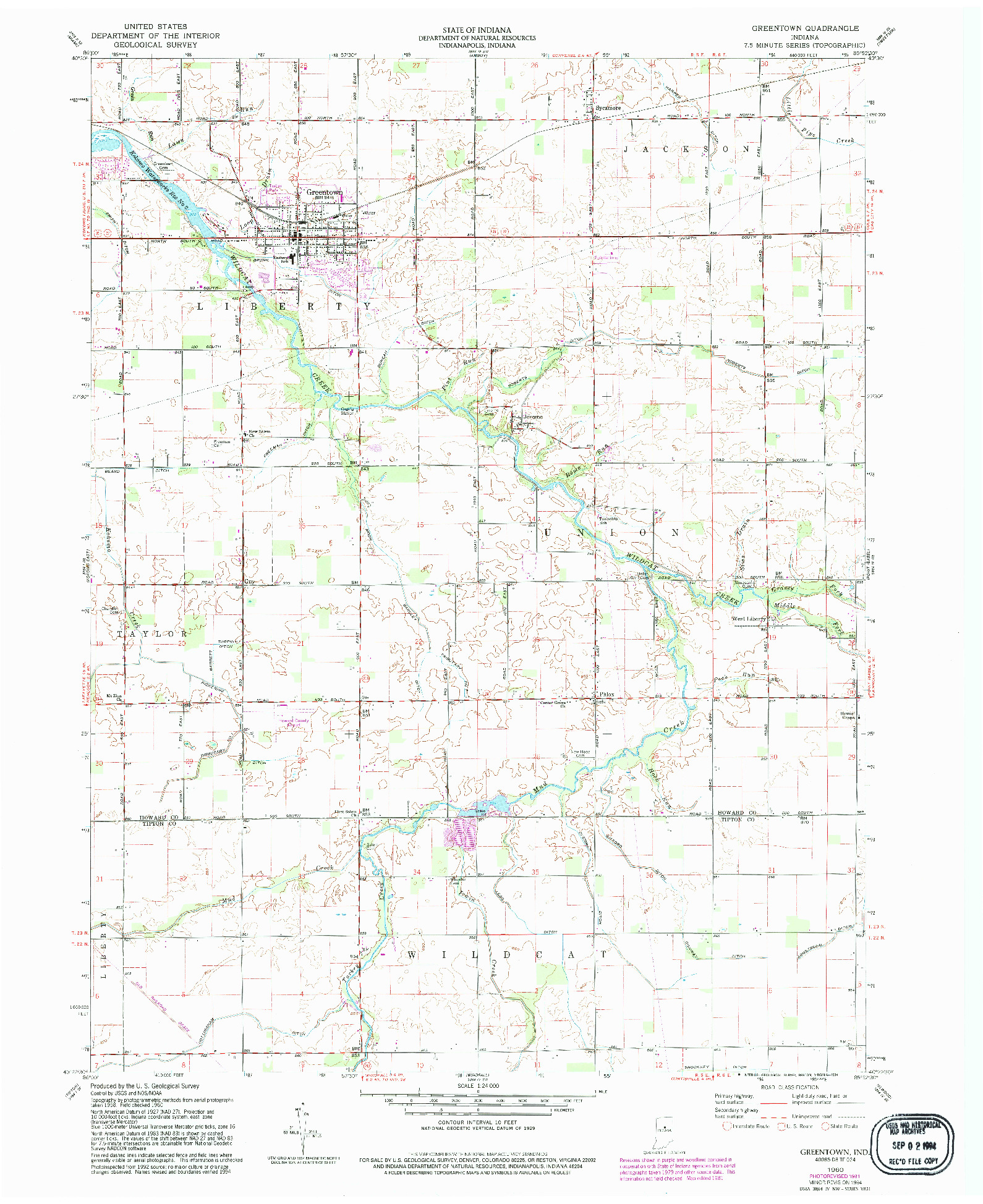 USGS 1:24000-SCALE QUADRANGLE FOR GREENTOWN, IN 1960