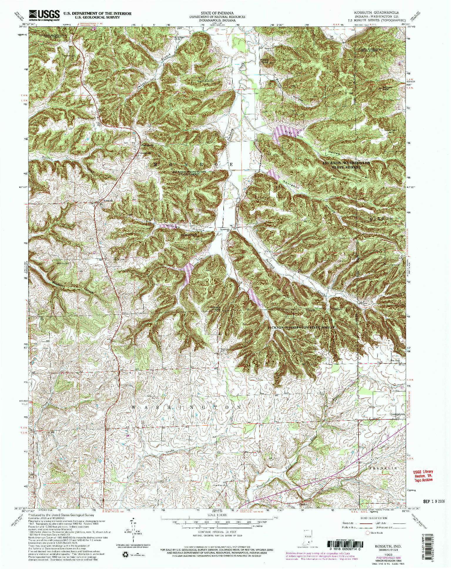 USGS 1:24000-SCALE QUADRANGLE FOR KOSSUTH, IN 1963