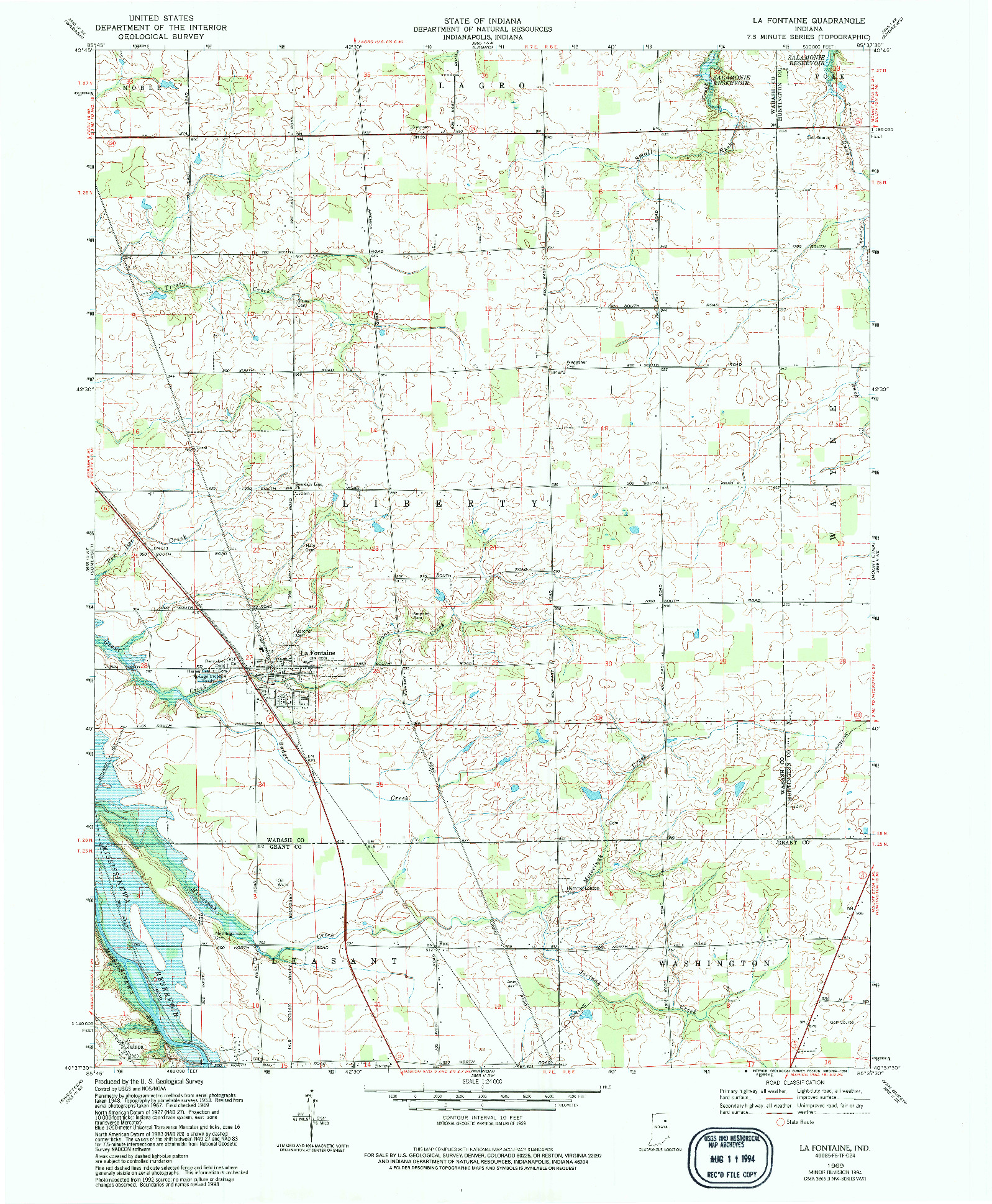 USGS 1:24000-SCALE QUADRANGLE FOR LA FONTAINE, IN 1969