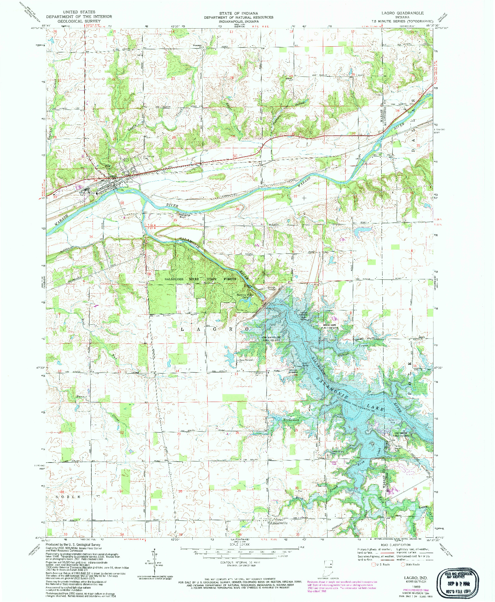 USGS 1:24000-SCALE QUADRANGLE FOR LAGRO, IN 1969