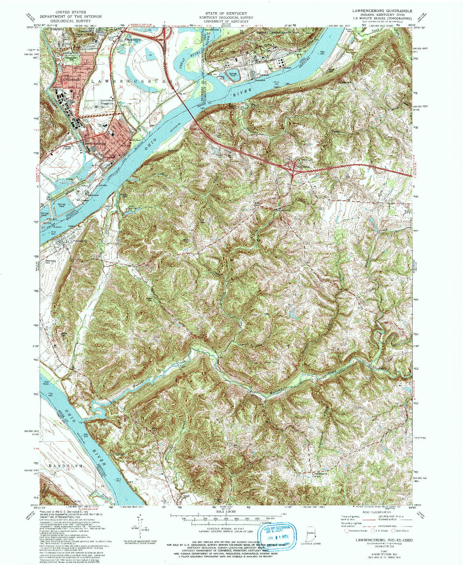 USGS 1:24000-SCALE QUADRANGLE FOR LAWRENCEBURG, IN 1981