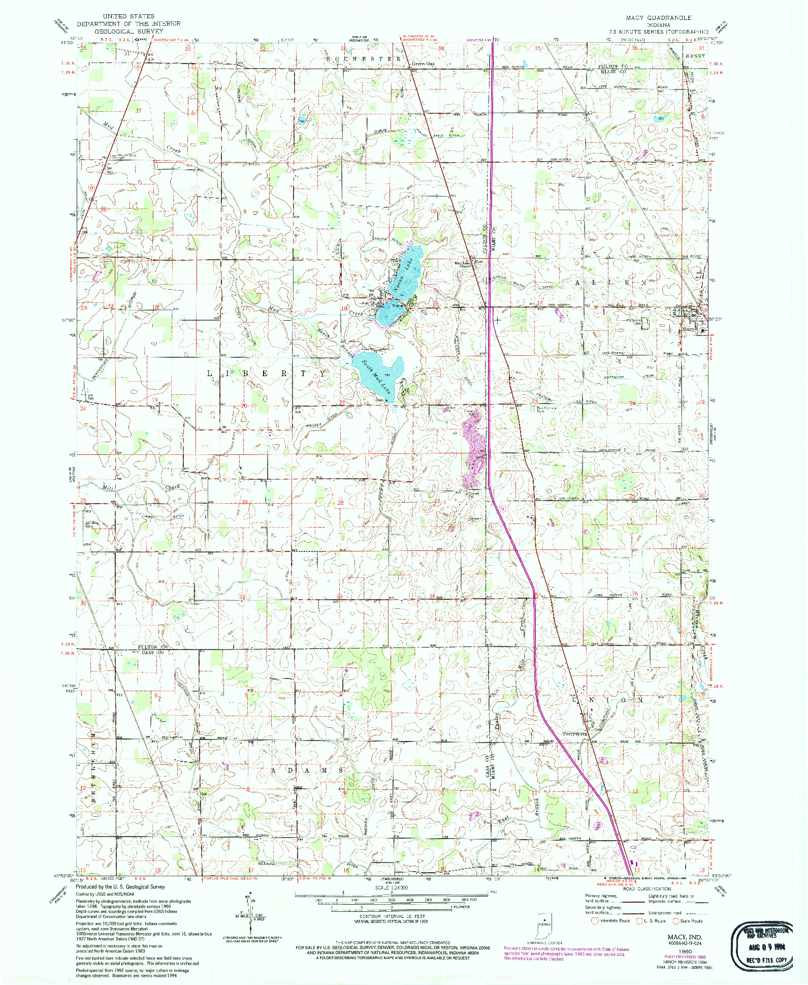 USGS 1:24000-SCALE QUADRANGLE FOR MACY, IN 1960