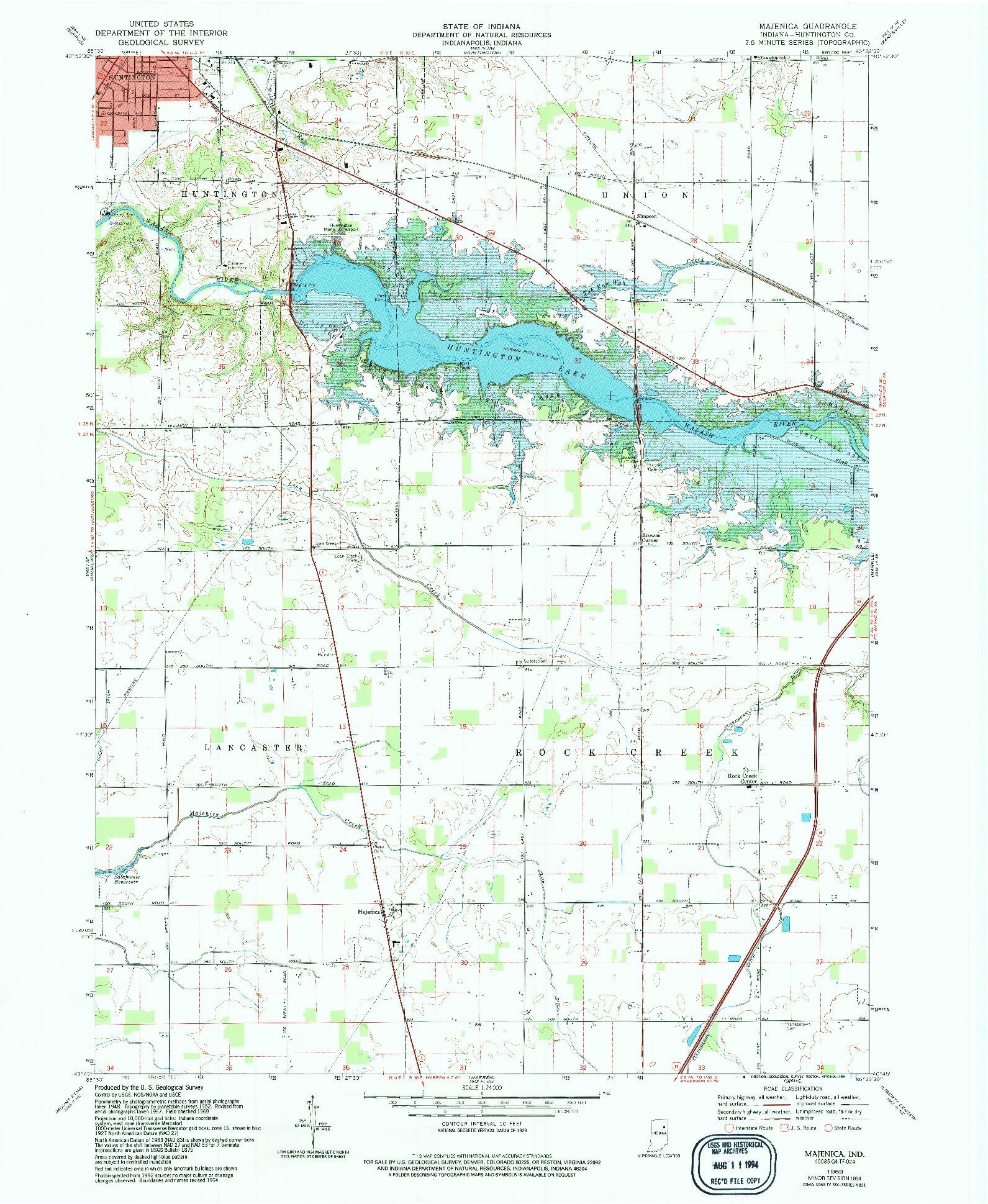 USGS 1:24000-SCALE QUADRANGLE FOR MAJENICA, IN 1969