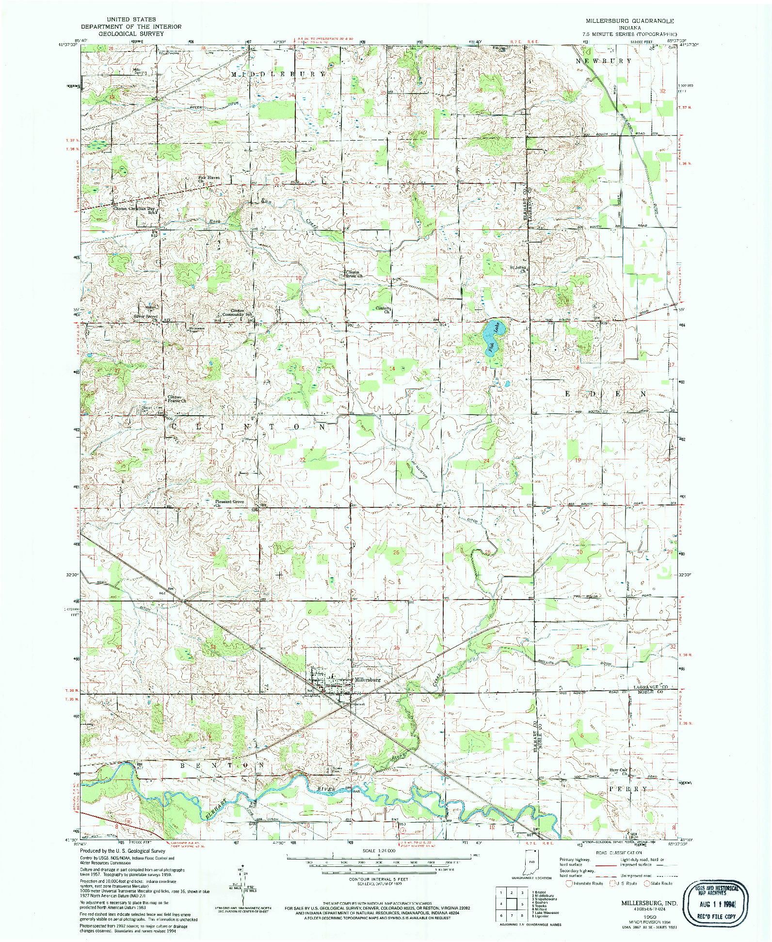 USGS 1:24000-SCALE QUADRANGLE FOR MILLERSBURG, IN 1959