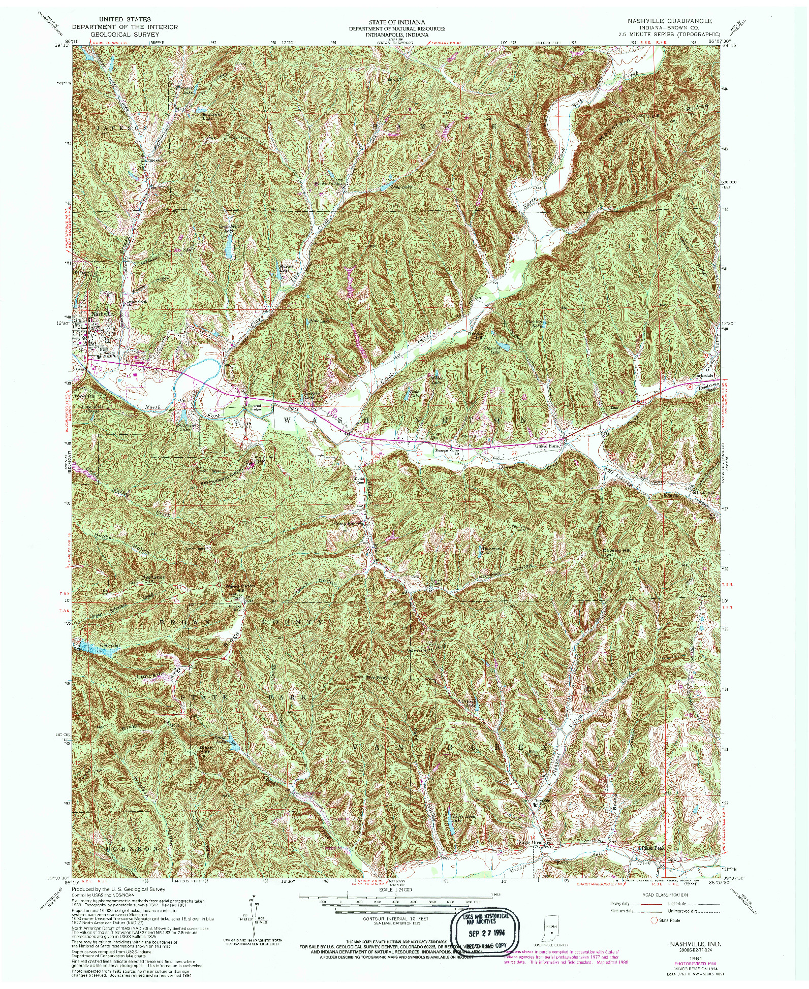 USGS 1:24000-SCALE QUADRANGLE FOR NASHVILLE, IN 1961