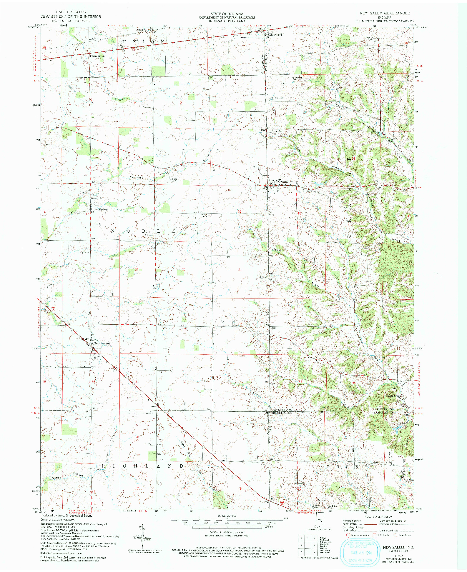 USGS 1:24000-SCALE QUADRANGLE FOR NEW SALEM, IN 1959
